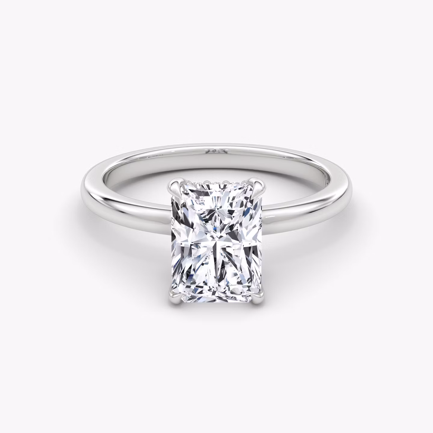 The Floating Solitaire | Radiant | 18k | White Gold | bandAccent: Plain | diamondOrientation: vertical | caratWeight: other