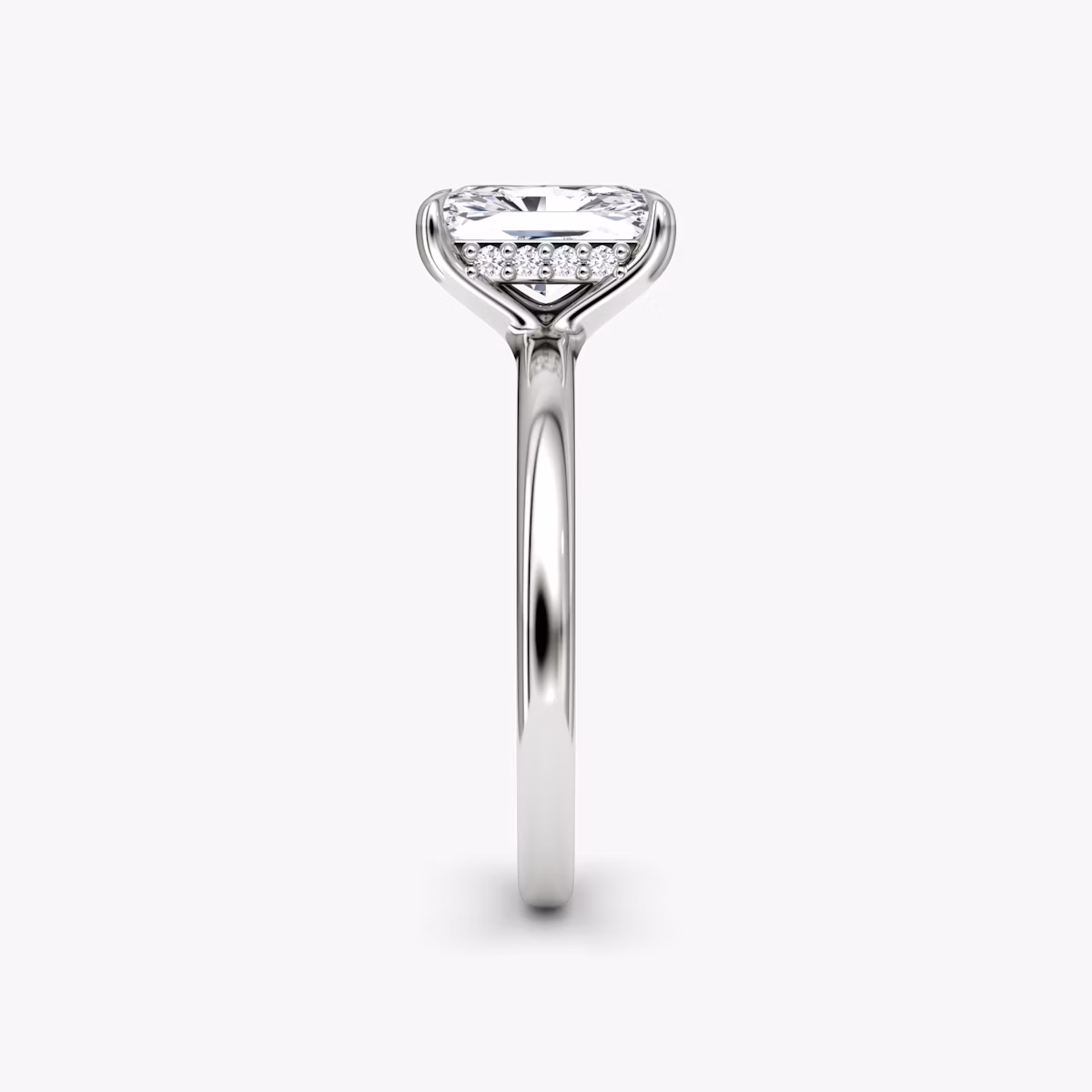 The Floating Solitaire | Radiant | 18k | White Gold | bandAccent: Plain | diamondOrientation: vertical | caratWeight: other