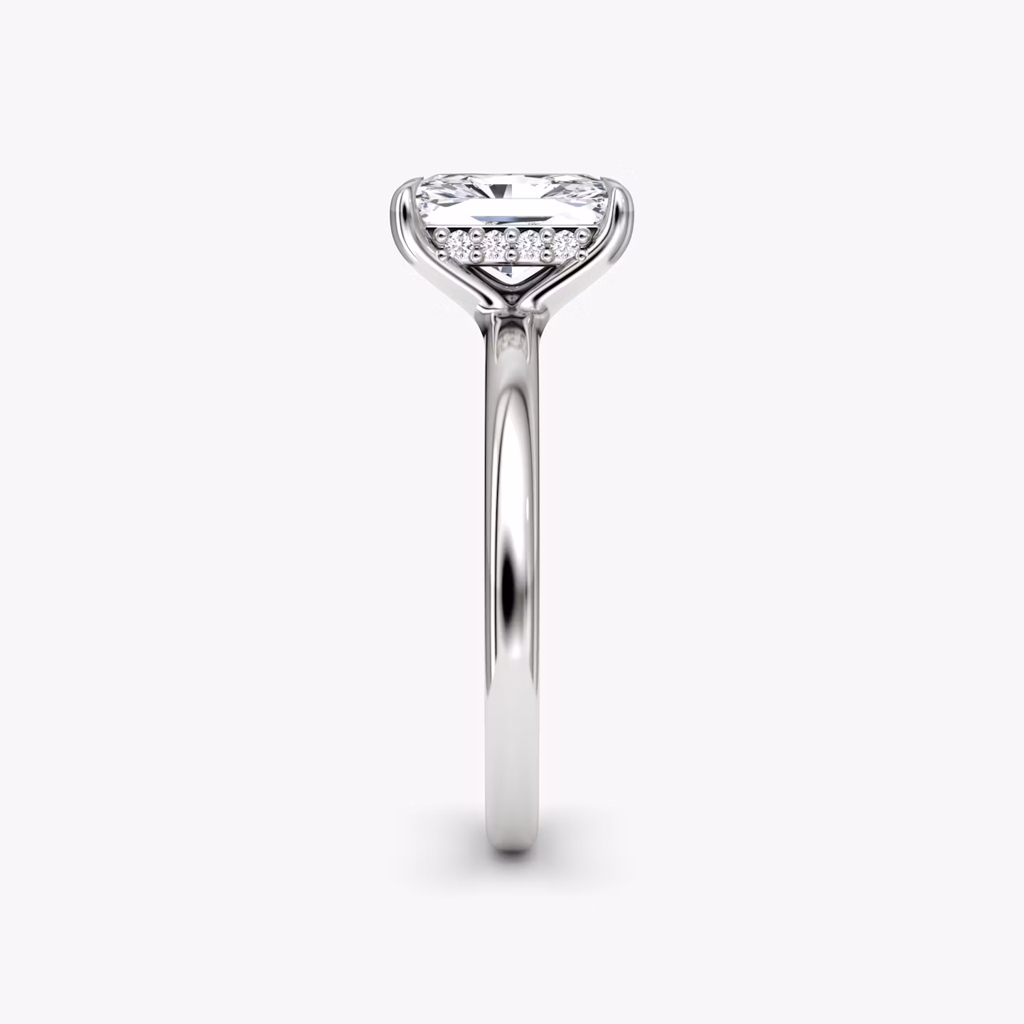 The Floating Solitaire | Radiant | 18k | White Gold | bandAccent: Plain | diamondOrientation: vertical | caratWeight: other