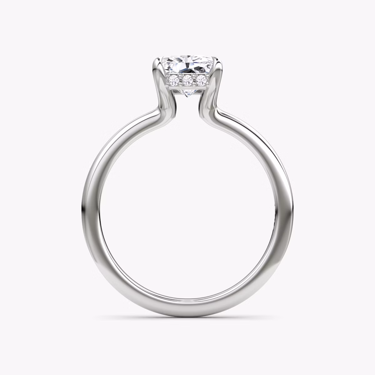 The Floating Solitaire | Radiant | 18k | White Gold | bandAccent: Plain | diamondOrientation: vertical | caratWeight: other