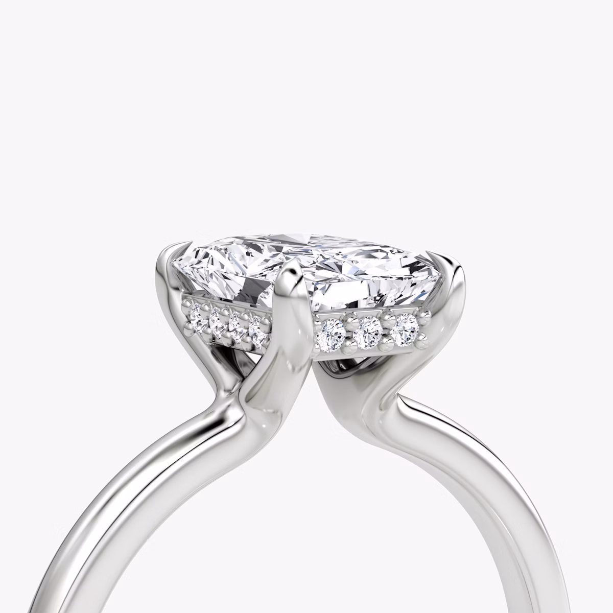 The Floating Solitaire | Radiant | 18k | White Gold | bandAccent: Plain | diamondOrientation: vertical | caratWeight: other