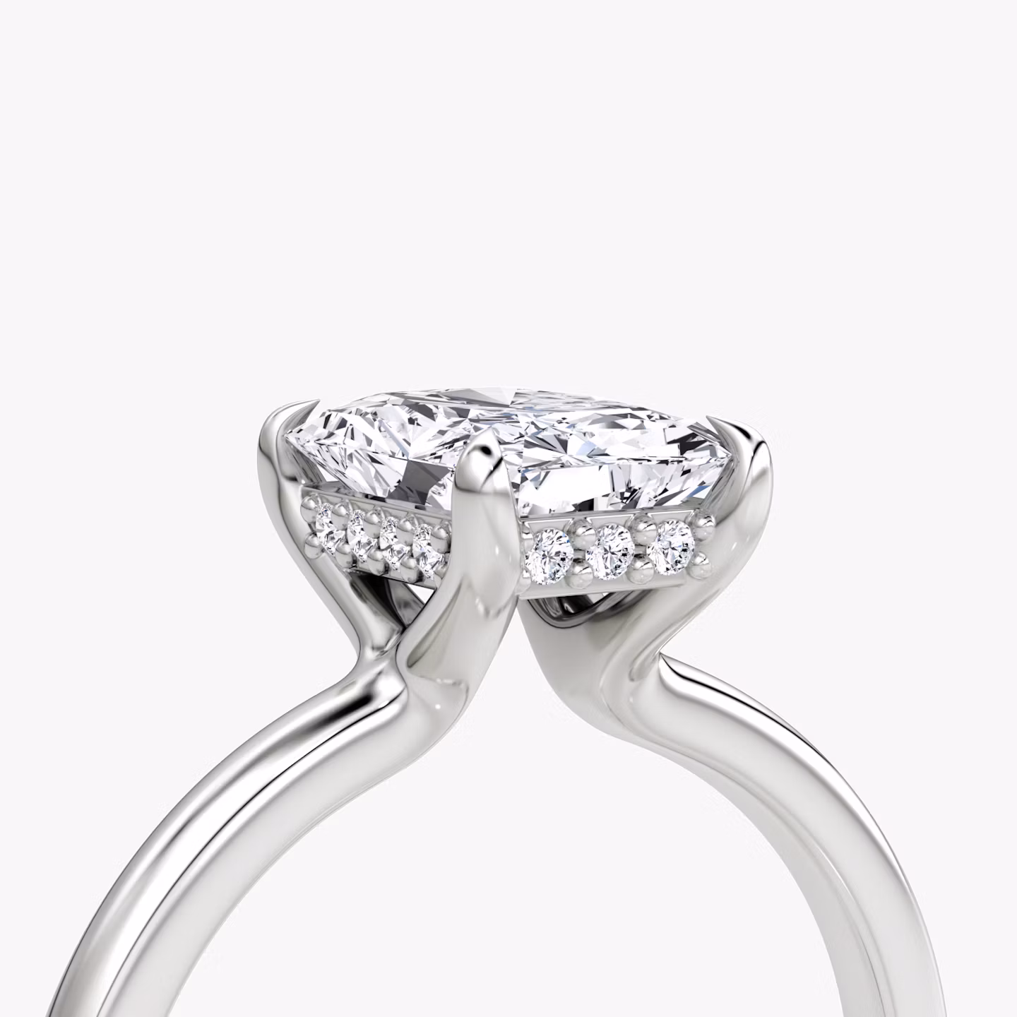 The Floating Solitaire | Radiant | 18k | White Gold | bandAccent: Plain | diamondOrientation: vertical | caratWeight: other
