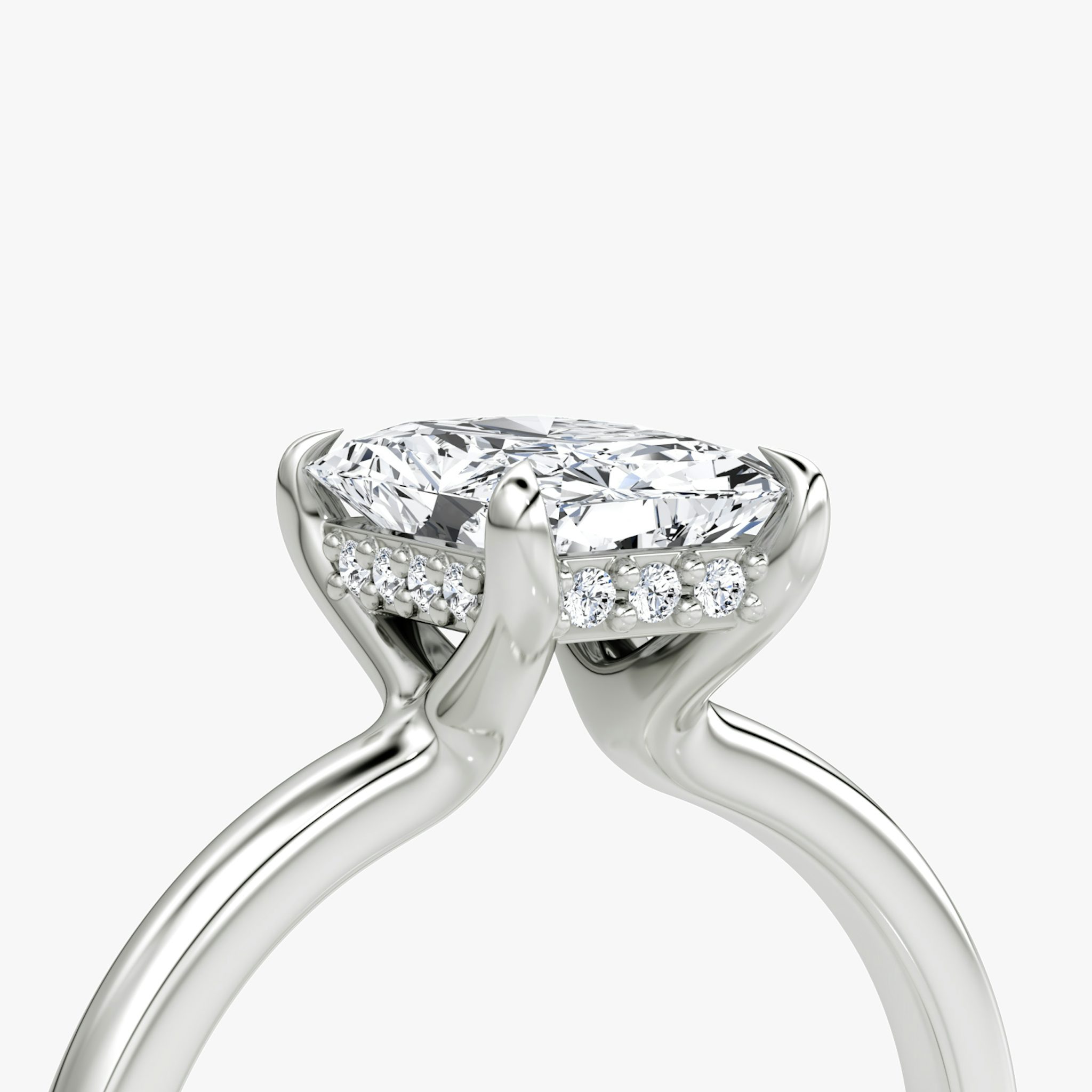 The Floating Solitaire | Radiant | Platinum | bandAccent: Plain | diamondOrientation: vertical | caratWeight: other