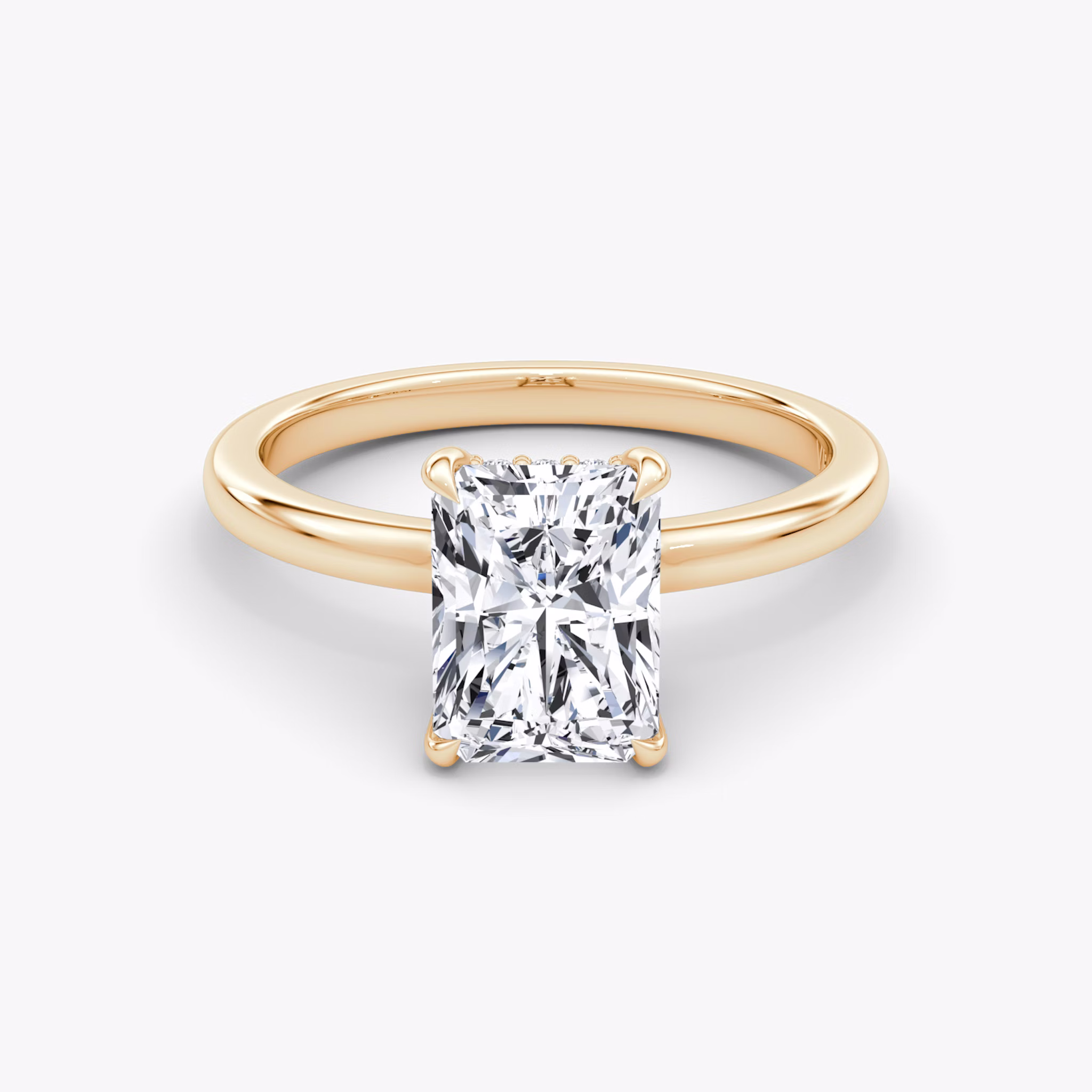 The Floating Solitaire | Radiant | 14k | Rose Gold | bandAccent: Plain | diamondOrientation: vertical | caratWeight: other