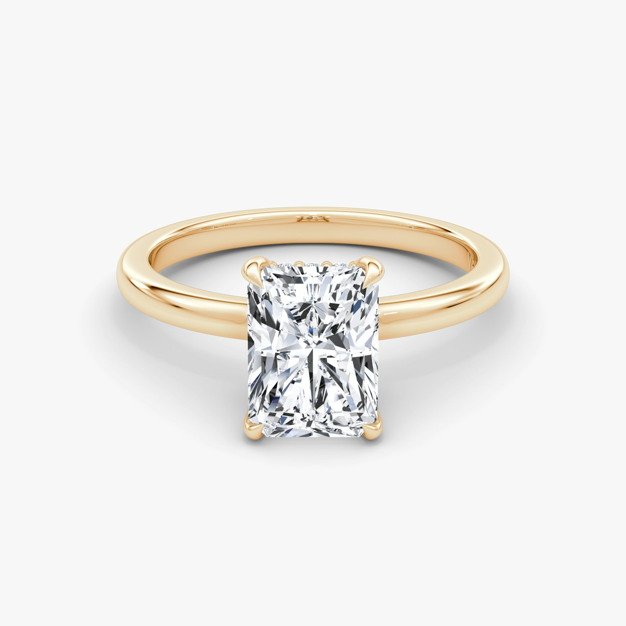 The Floating Solitaire | Radiant | 14k | Rose Gold | bandAccent: Plain | diamondOrientation: vertical | caratWeight: other
