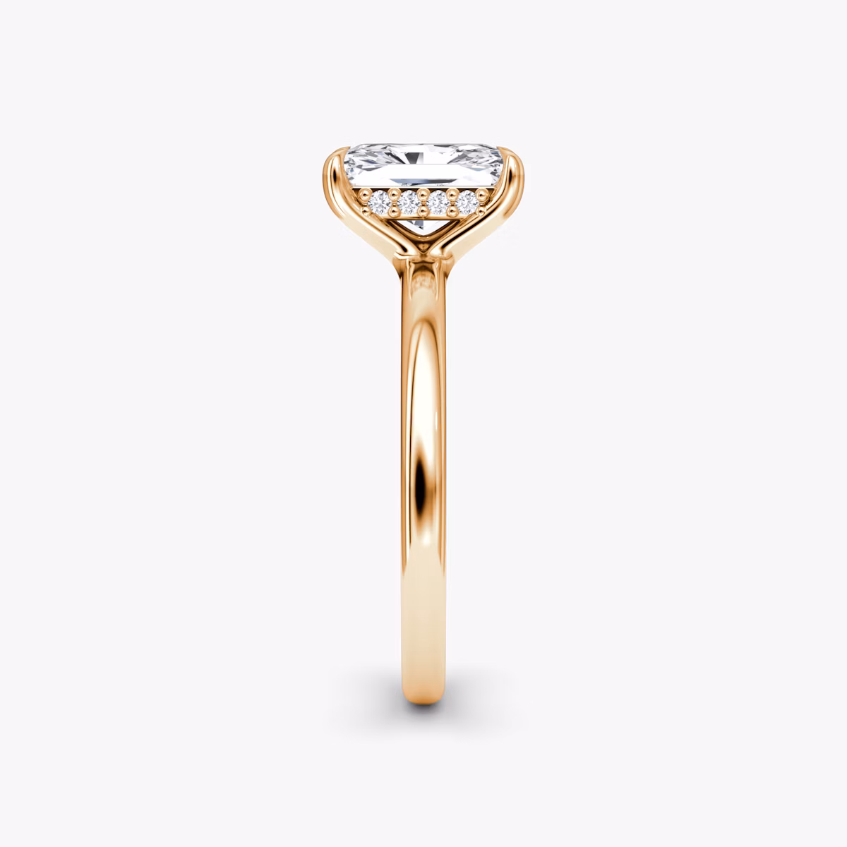 The Floating Solitaire | Radiant | 14k | Rose Gold | bandAccent: Plain | diamondOrientation: vertical | caratWeight: other
