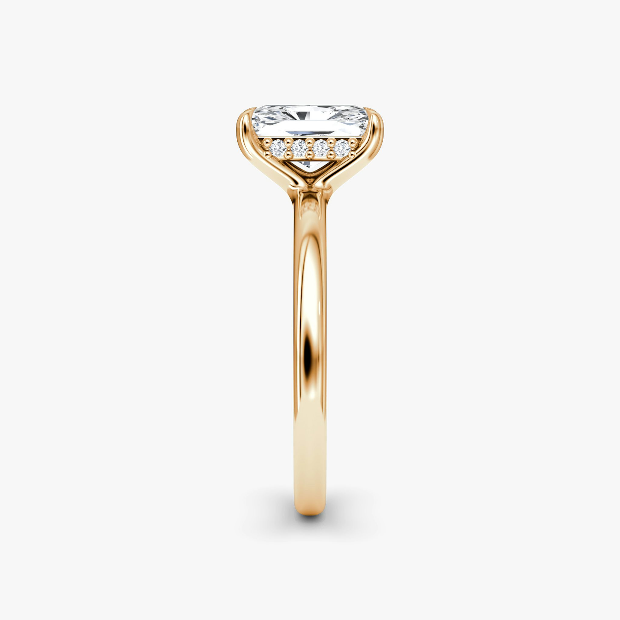 The Floating Solitaire | Radiant | 14k | Rose Gold | bandAccent: Plain | diamondOrientation: vertical | caratWeight: other