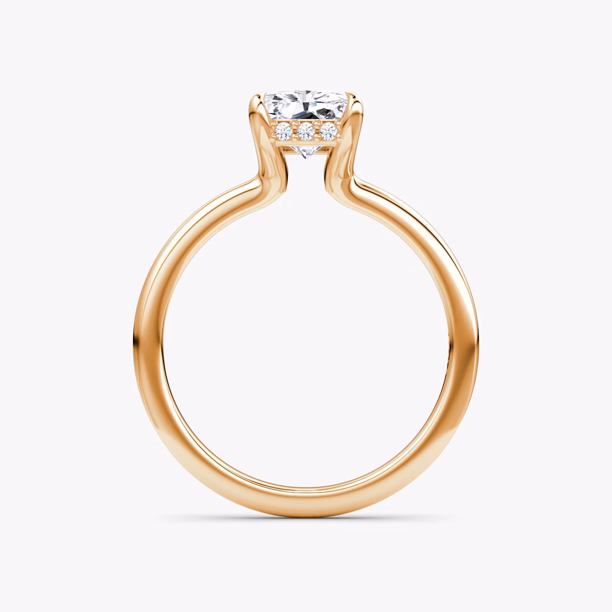 The Floating Solitaire | Radiant | 14k | Rose Gold | bandAccent: Plain | diamondOrientation: vertical | caratWeight: other