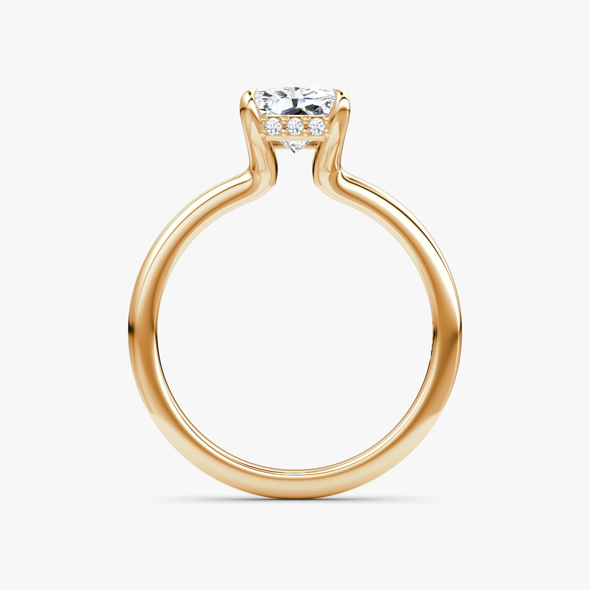 The Floating Solitaire | Radiant | 14k | Rose Gold | bandAccent: Plain | diamondOrientation: vertical | caratWeight: other