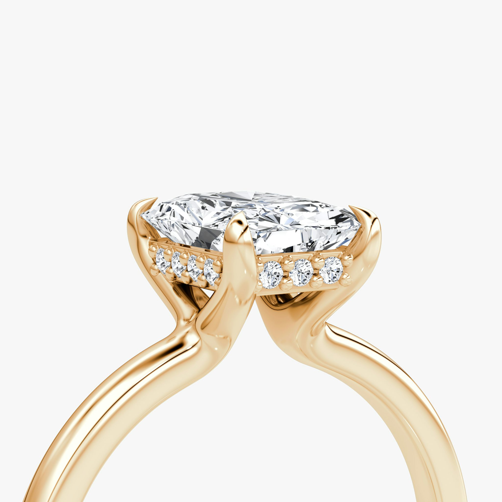 The Floating Solitaire | Radiant | 14k | Rose Gold | bandAccent: Plain | diamondOrientation: vertical | caratWeight: other