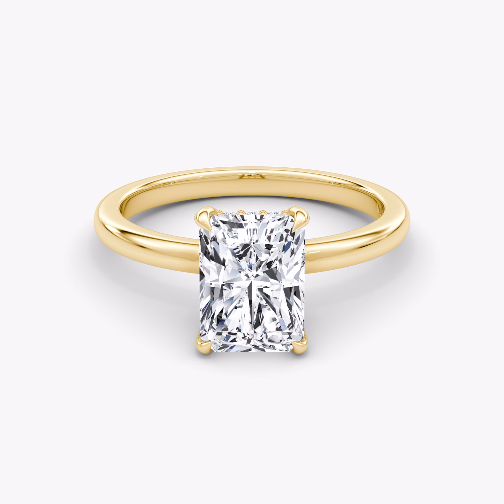 The Floating Solitaire | Radiant | 18k | Yellow Gold | bandAccent: Plain | diamondOrientation: vertical | caratWeight: other