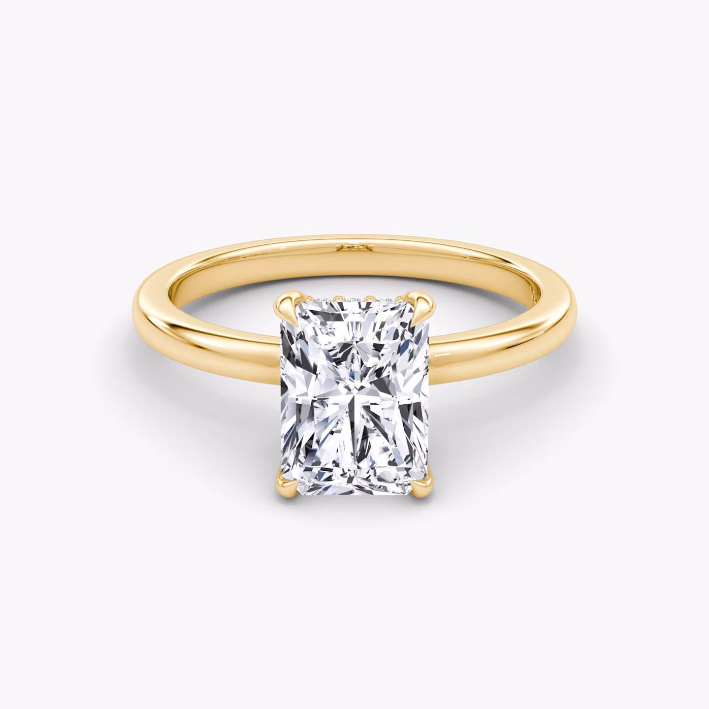 The Floating Solitaire | Radiant | 18k | Yellow Gold | bandAccent: Plain | diamondOrientation: vertical | caratWeight: other
