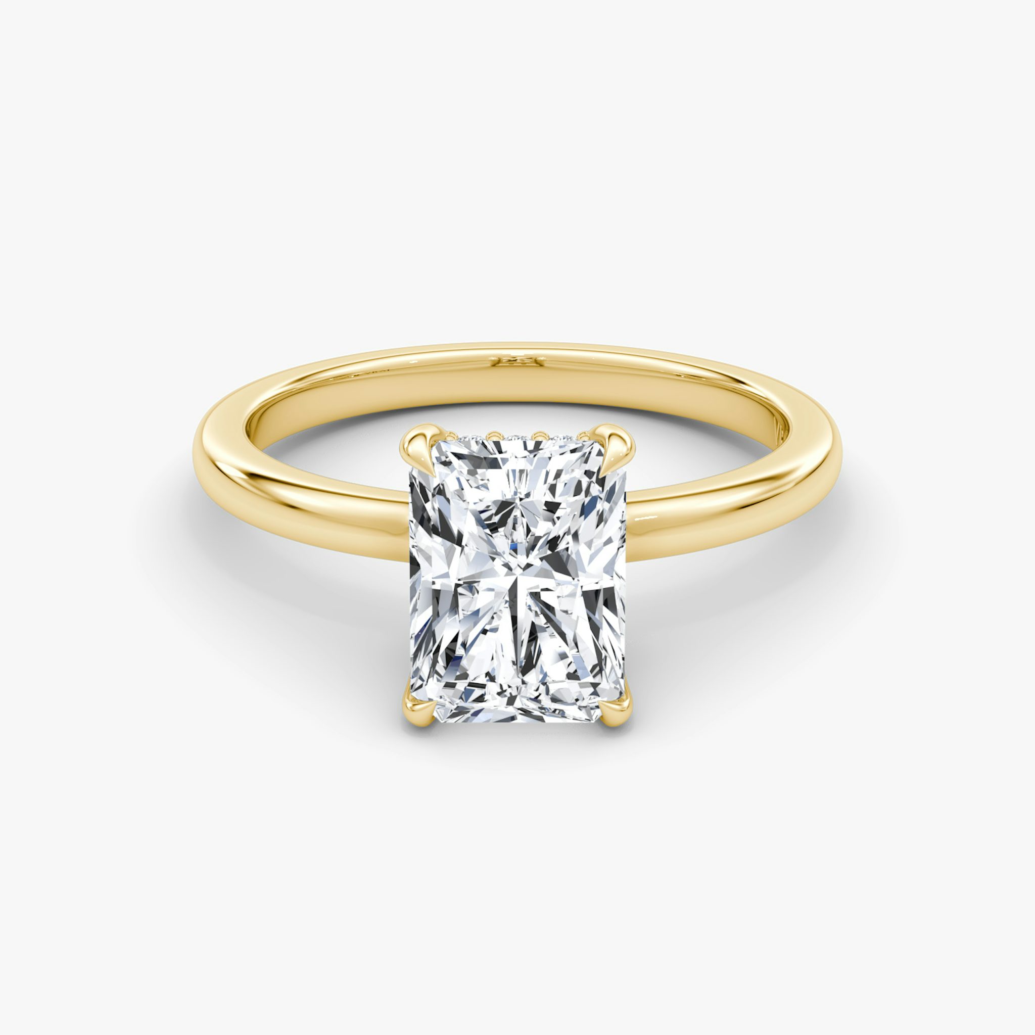 The Floating Solitaire | Radiant | 18k | Yellow Gold | bandAccent: Plain | diamondOrientation: vertical | caratWeight: other