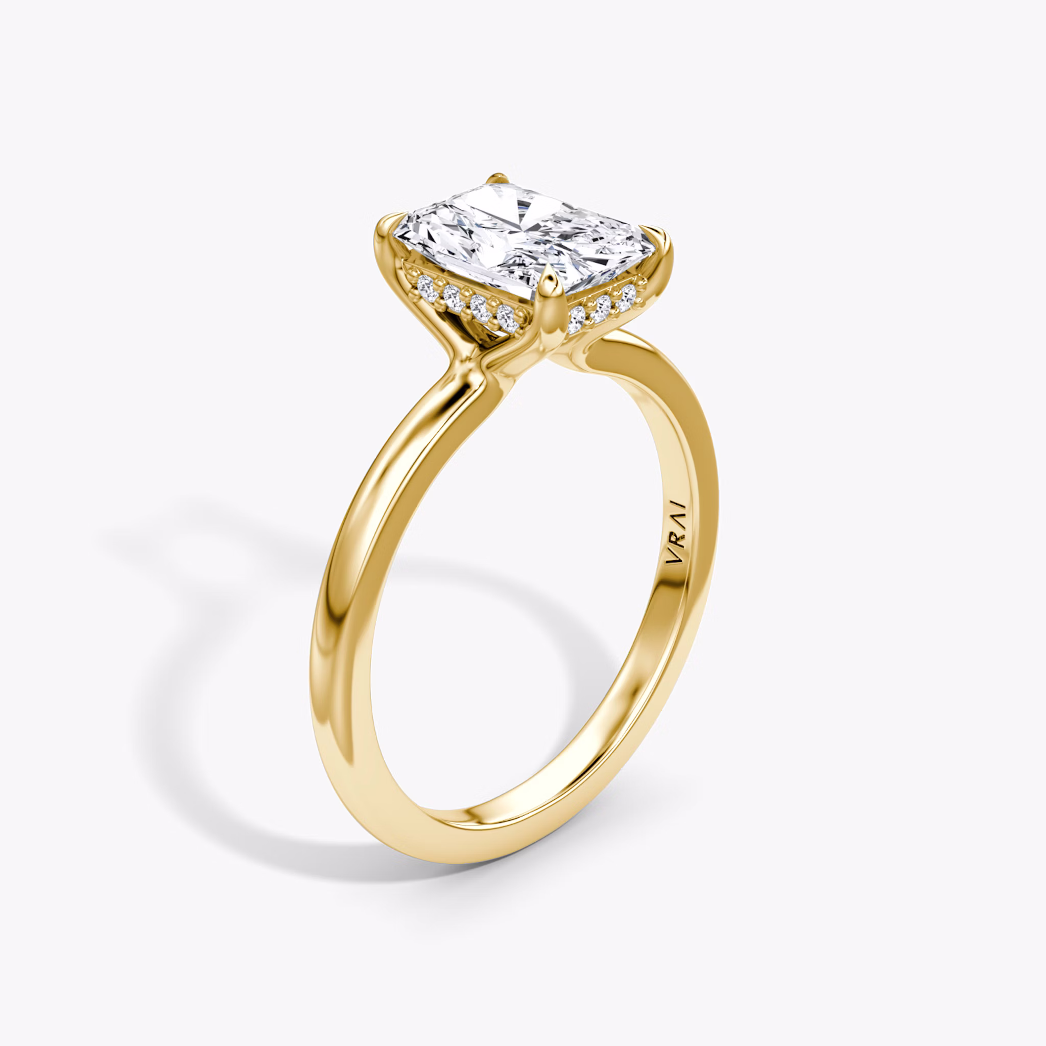 The Floating Solitaire | Radiant | 18k | Yellow Gold | bandAccent: Plain | diamondOrientation: vertical | caratWeight: other
