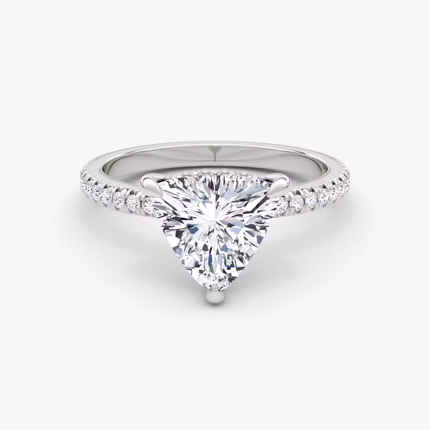 The Floating Solitaire | Trillion | 18k | White Gold | bandAccent: Pavé | diamondOrientation: vertical | caratWeight: other