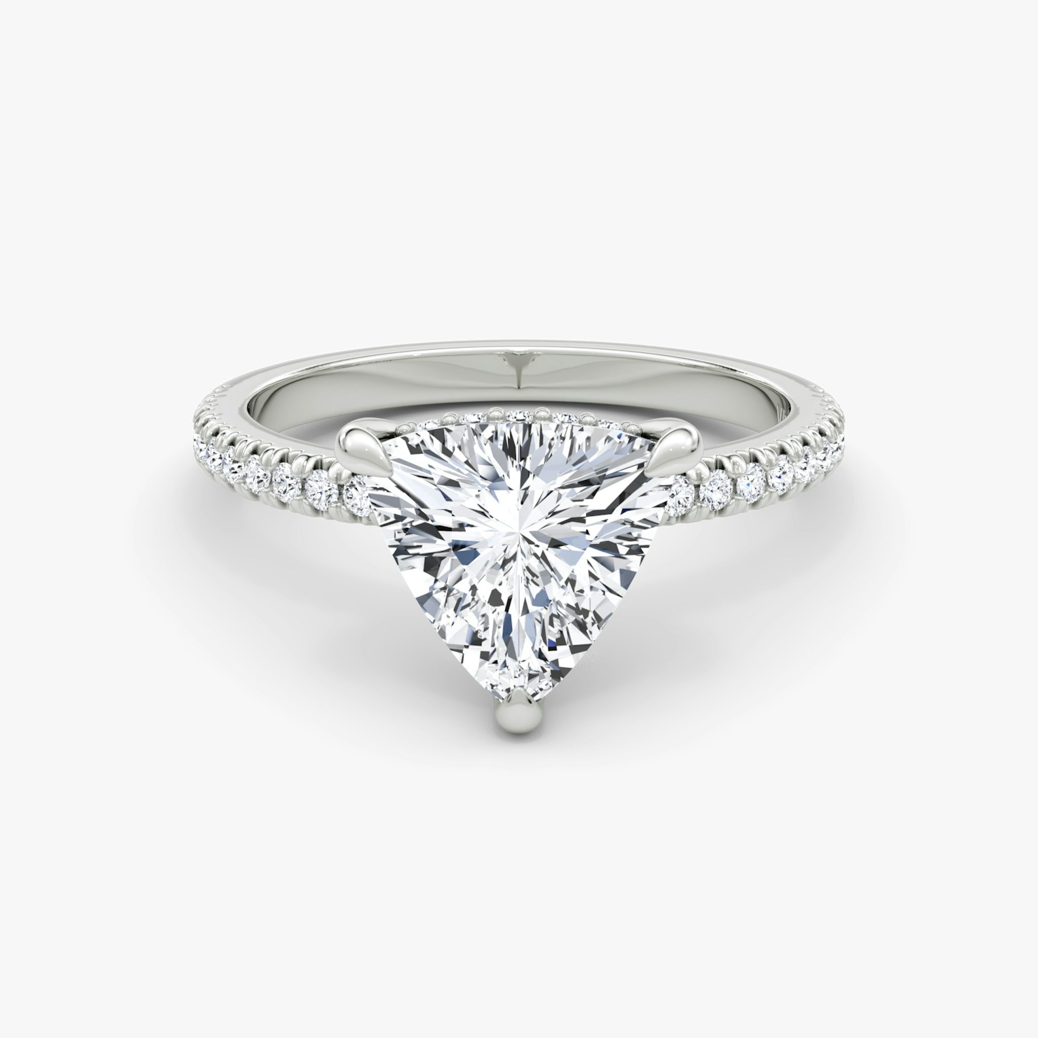 The Floating Solitaire | Trillion | Platinum | bandAccent: Pavé | diamondOrientation: vertical | caratWeight: other