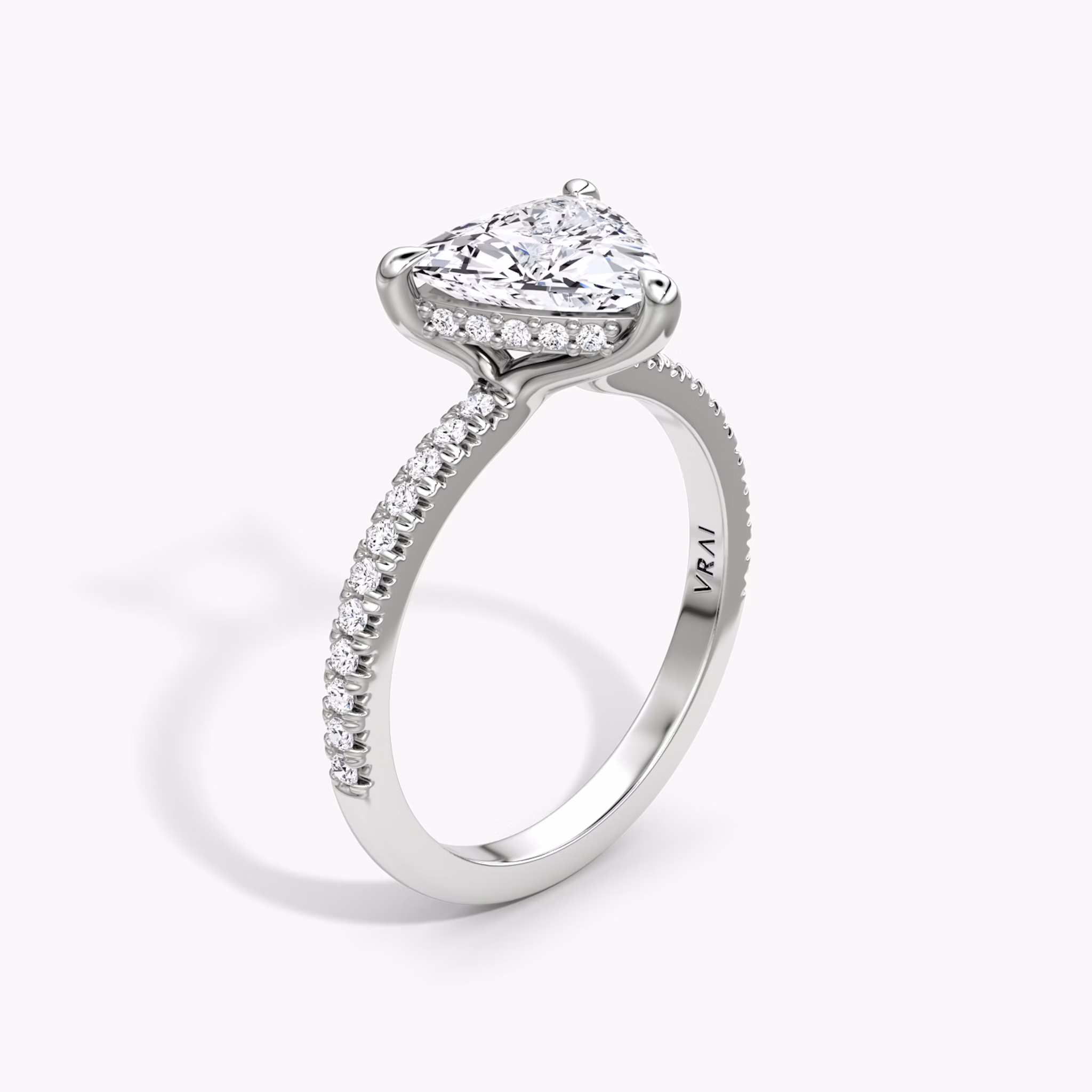 The Floating Solitaire | Trillion | Platinum | bandAccent: Pavé | diamondOrientation: vertical | caratWeight: other
