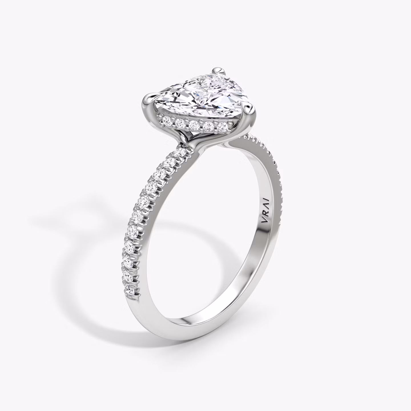 The Floating Solitaire | Trillion | 18k | White Gold | bandAccent: Pavé | diamondOrientation: vertical | caratWeight: other