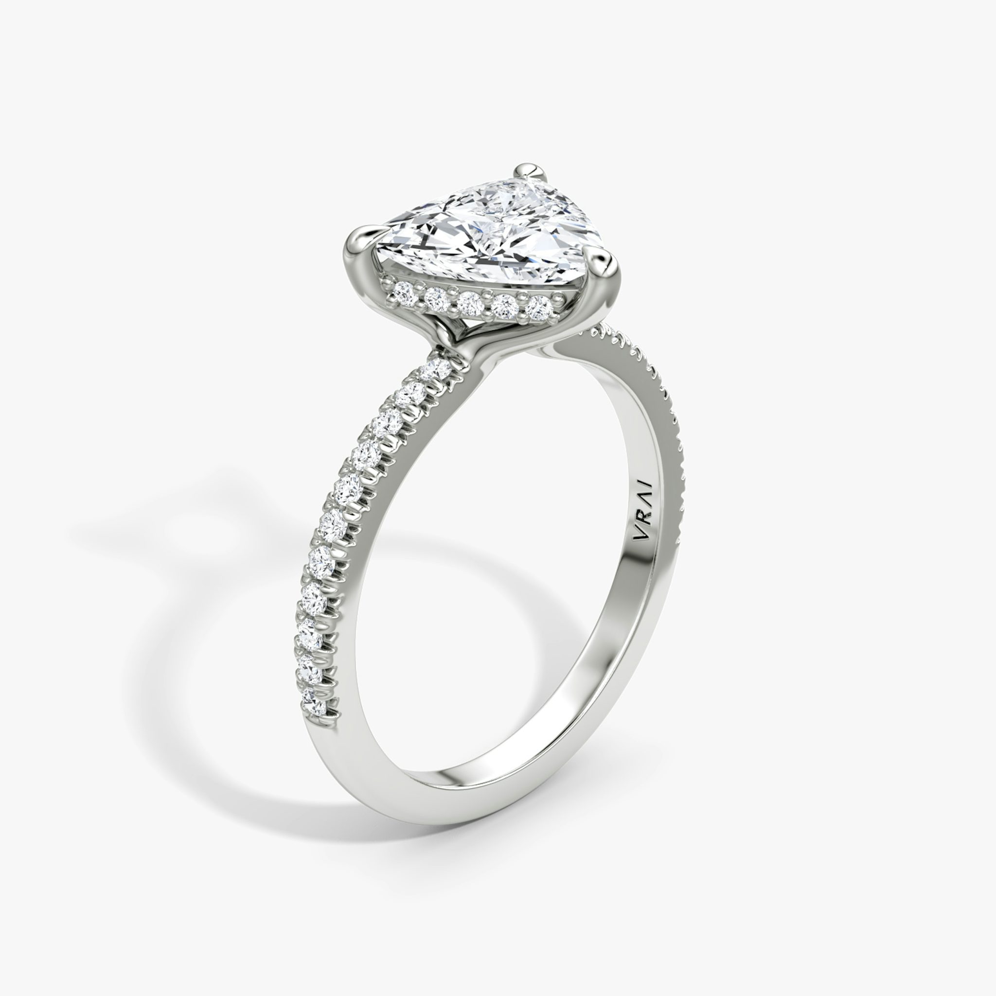 The Floating Solitaire | Trillion | Platinum | bandAccent: Pavé | diamondOrientation: vertical | caratWeight: other