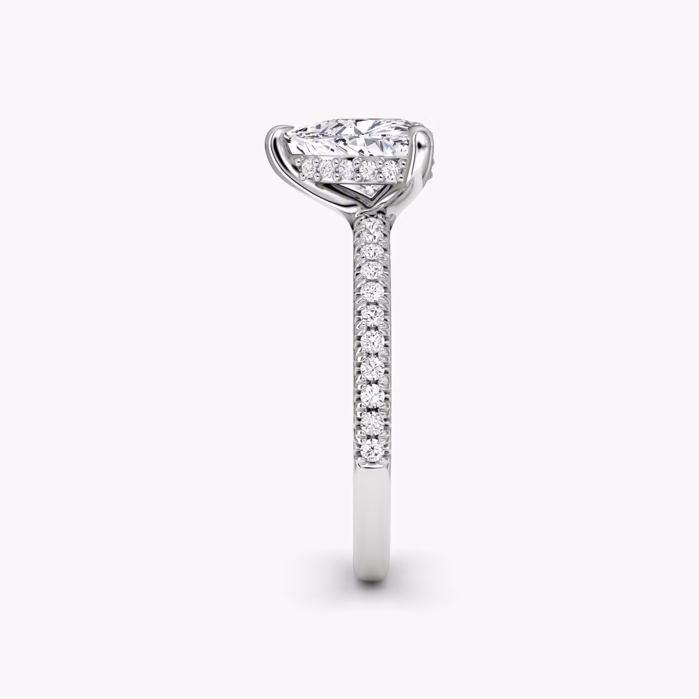 The Floating Solitaire | Trillion | 18k | White Gold | bandAccent: Pavé | diamondOrientation: vertical | caratWeight: other