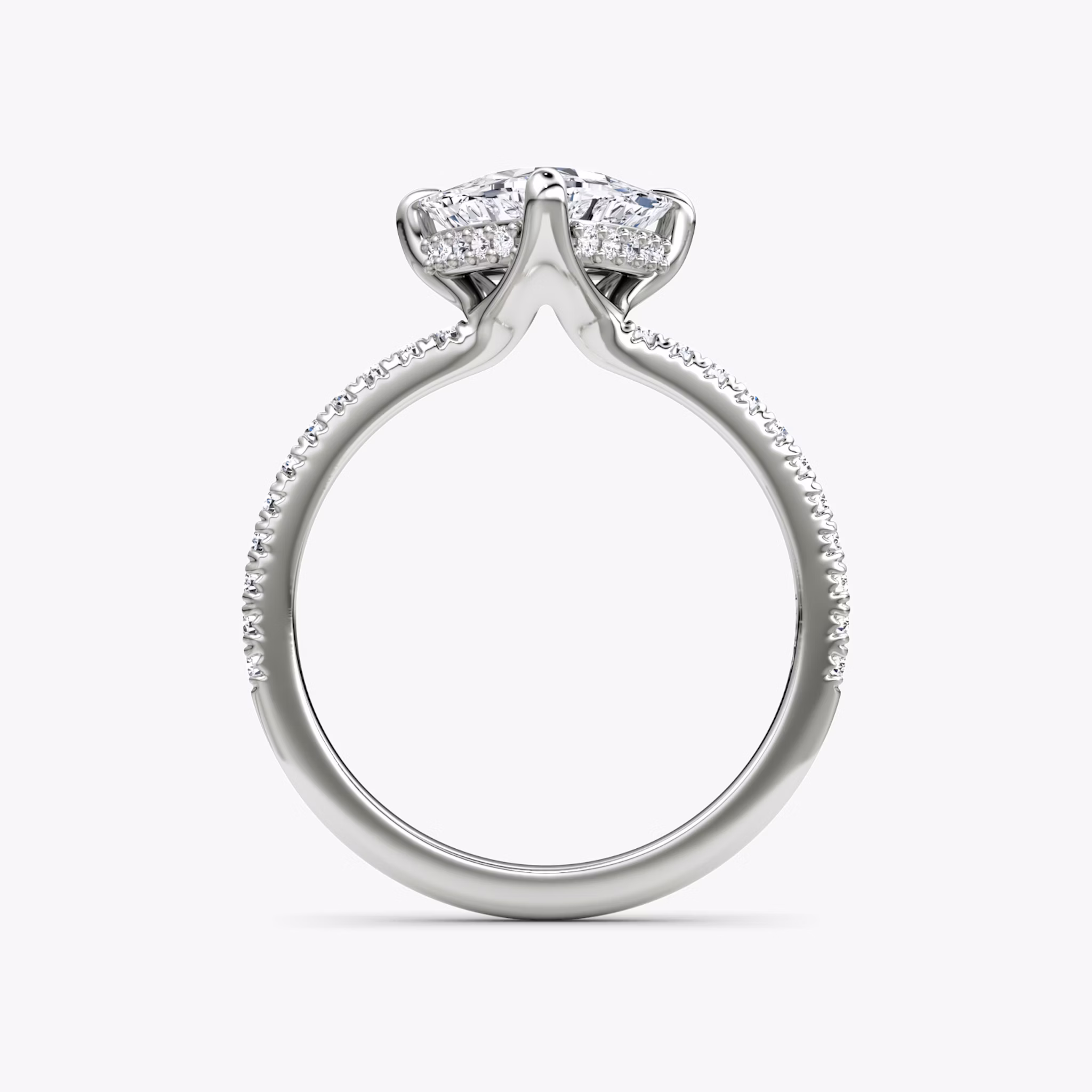 The Floating Solitaire | Trillion | Platinum | bandAccent: Pavé | diamondOrientation: vertical | caratWeight: other