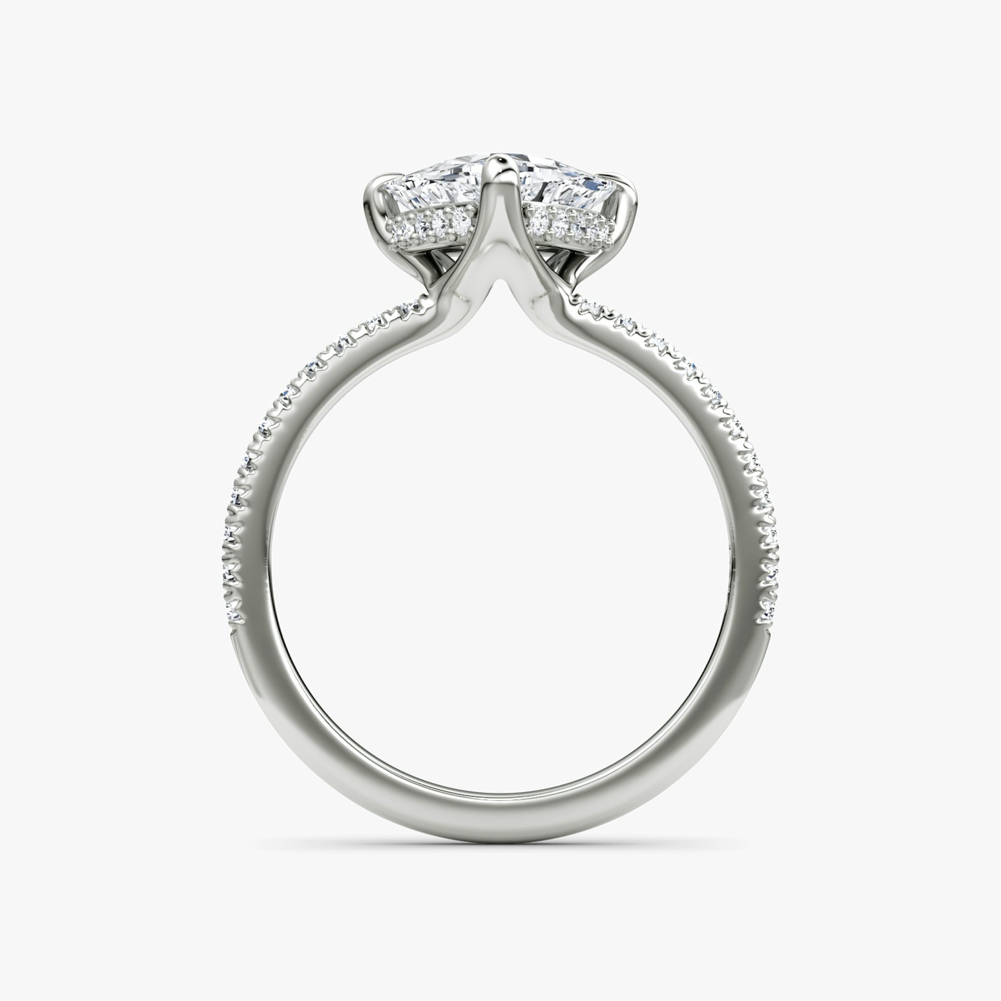 The Floating Solitaire | Trillion | Platinum | bandAccent: Pavé | diamondOrientation: vertical | caratWeight: other