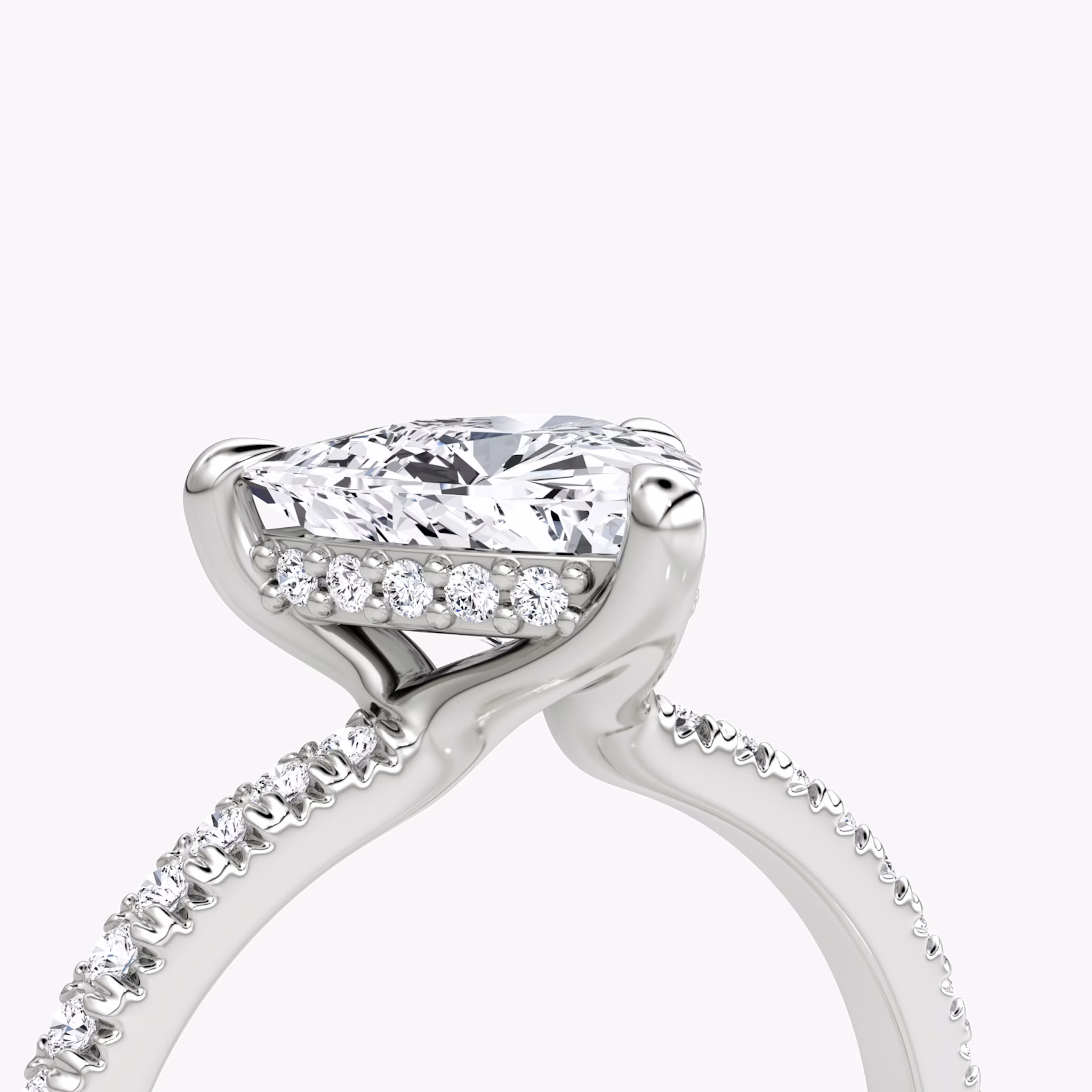 The Floating Solitaire | Trillion | Platinum | bandAccent: Pavé | diamondOrientation: vertical | caratWeight: other