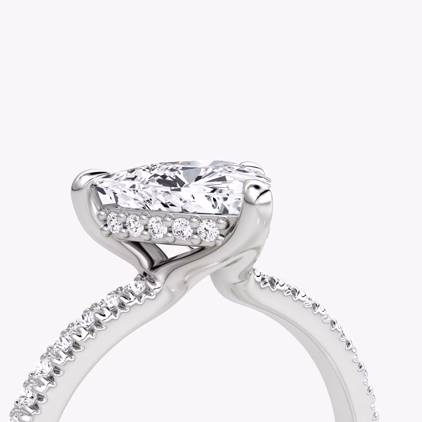 The Floating Solitaire | Trillion | 18k | White Gold | bandAccent: Pavé | diamondOrientation: vertical | caratWeight: other