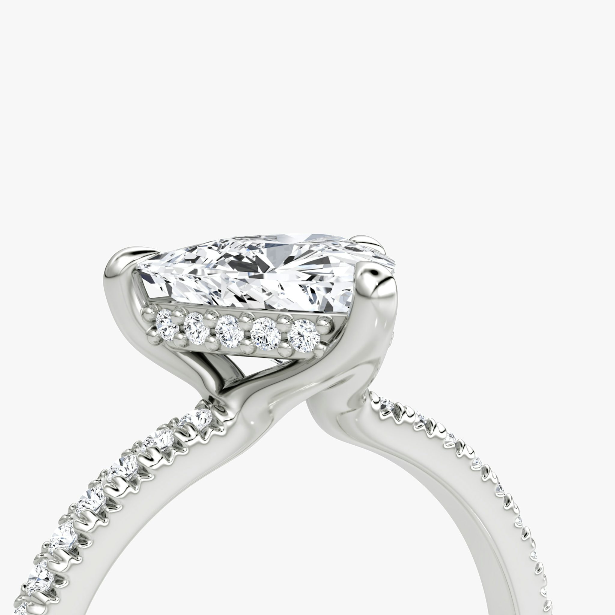 The Floating Solitaire | Trillion | Platinum | bandAccent: Pavé | diamondOrientation: vertical | caratWeight: other