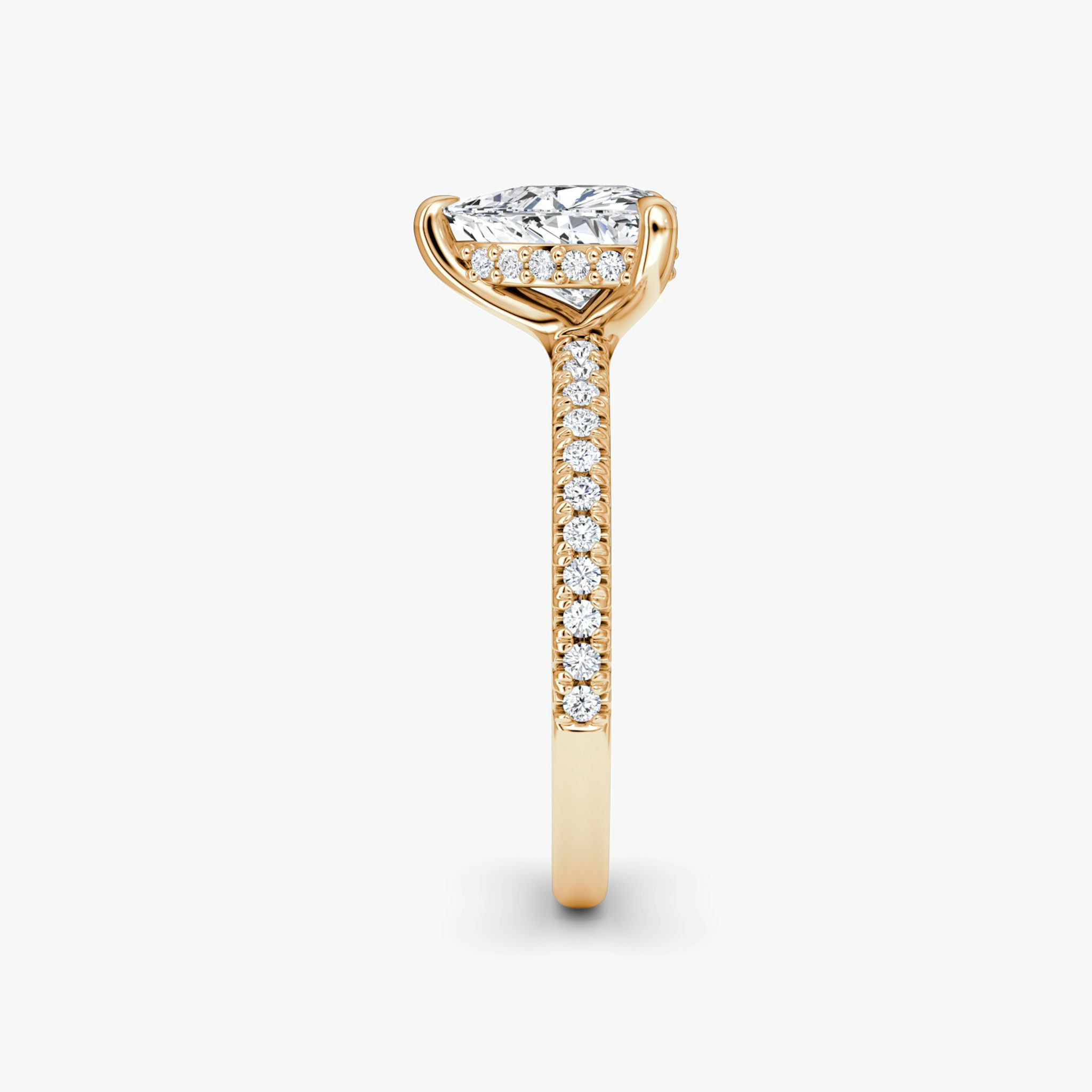 The Floating Solitaire | Trillion | 14k | Rose Gold | bandAccent: Pavé | diamondOrientation: vertical | caratWeight: other