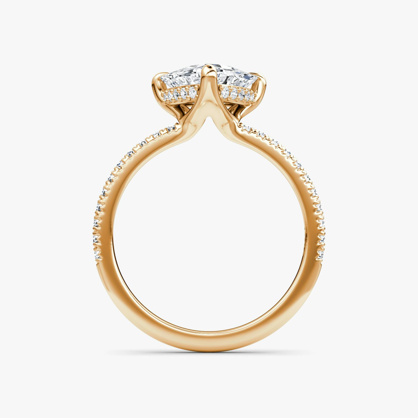 Anillo de compromiso Floating Solitaire | Trillón | 14k | Oro rosa | bandAccent: Pavé | diamondOrientation: vertical | caratWeight: other