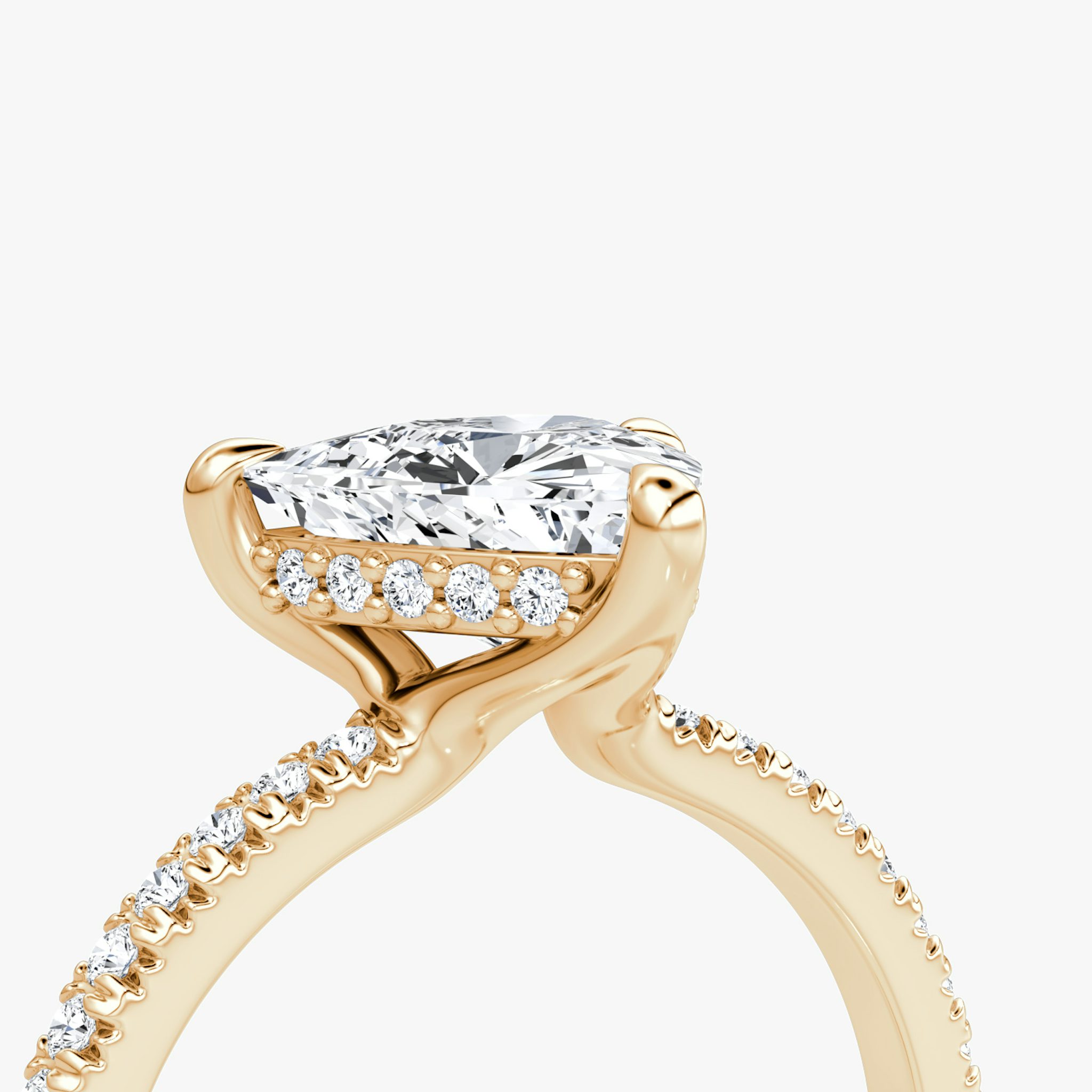 The Floating Solitaire | Trillion | 14k | Rose Gold | bandAccent: Pavé | diamondOrientation: vertical | caratWeight: other