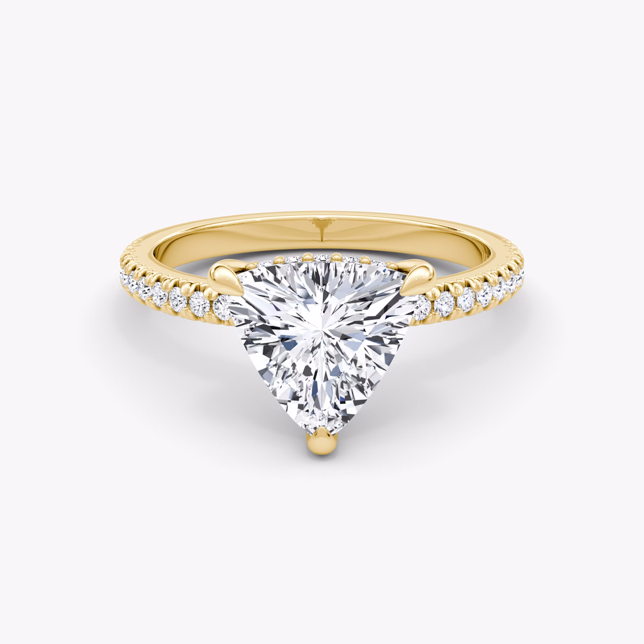 The Floating Solitaire | Trillion | 18k | Yellow Gold | bandAccent: Pavé | diamondOrientation: vertical | caratWeight: other