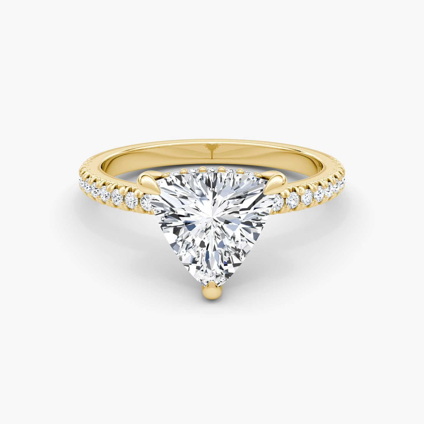 The Floating Solitaire | Trillion | 18k | Yellow Gold | bandAccent: Pavé | diamondOrientation: vertical | caratWeight: other