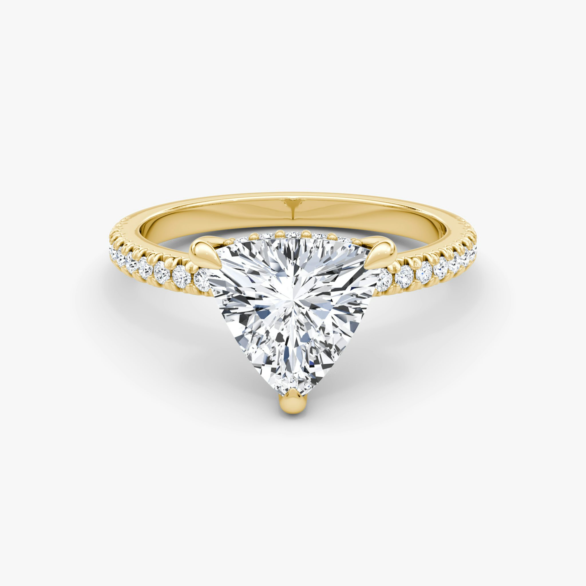 The Floating Solitaire | Trillion | 18k | Yellow Gold | bandAccent: Pavé | diamondOrientation: vertical | caratWeight: other