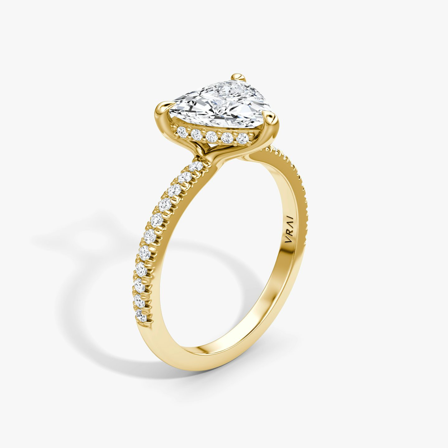 The Floating Solitaire | Trillion | 18k | Yellow Gold | bandAccent: Pavé | diamondOrientation: vertical | caratWeight: other