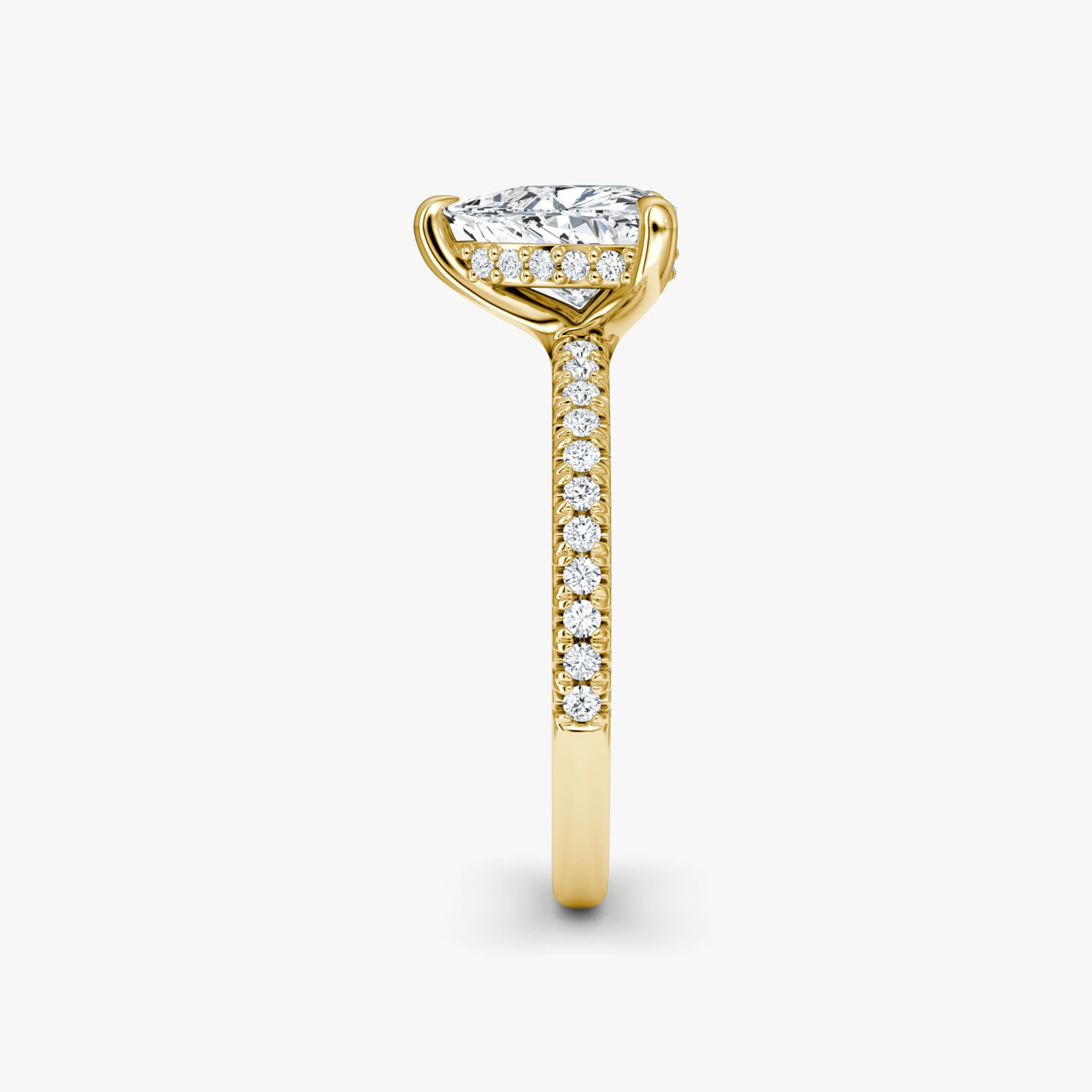 The Floating Solitaire | Trillion | 18k | Yellow Gold | bandAccent: Pavé | diamondOrientation: vertical | caratWeight: other