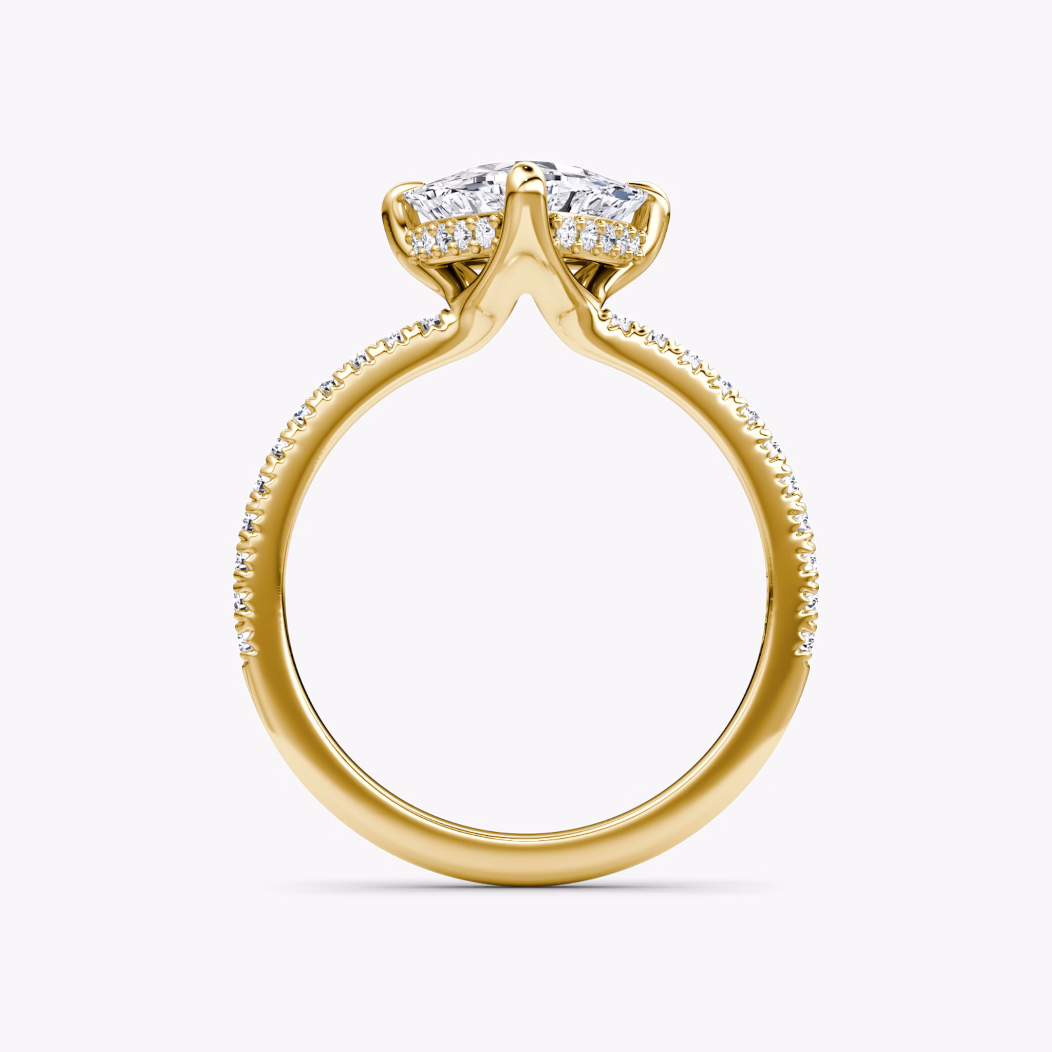The Floating Solitaire | Trillion | 18k | Yellow Gold | bandAccent: Pavé | diamondOrientation: vertical | caratWeight: other