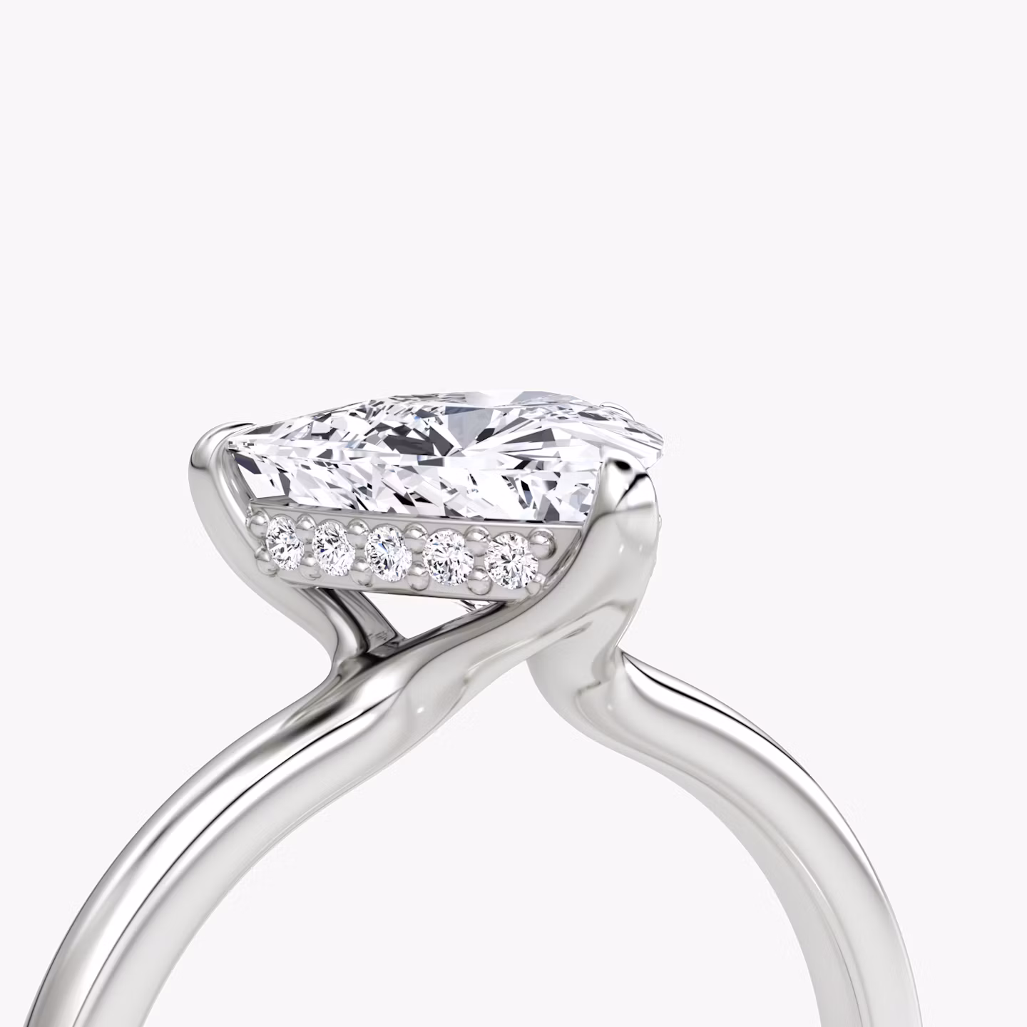 The Floating Solitaire | Trillion | 18k | White Gold | bandAccent: Plain | diamondOrientation: vertical | caratWeight: other