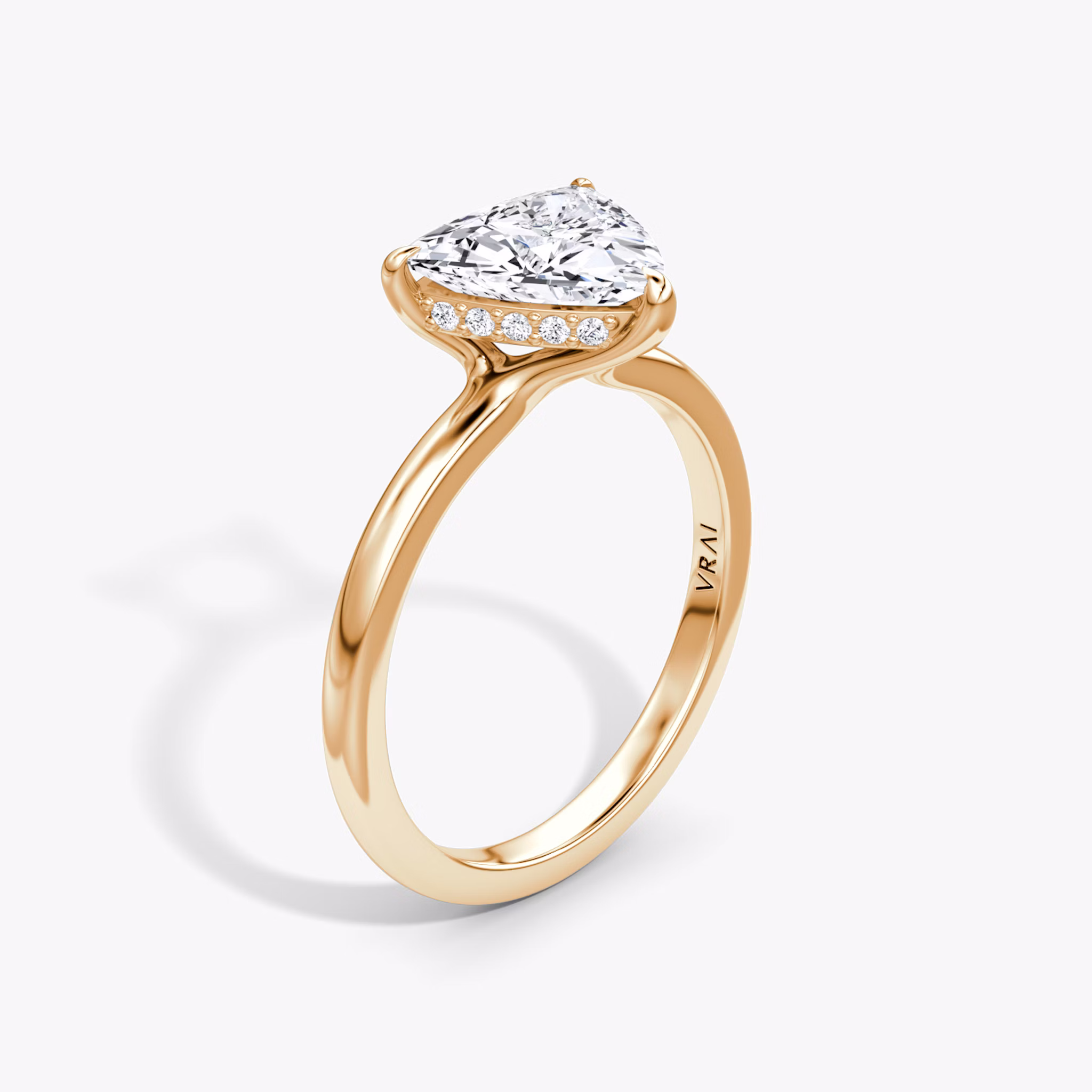 The Floating Solitaire | Trillion | 14k | Rose Gold | bandAccent: Plain | diamondOrientation: vertical | caratWeight: other