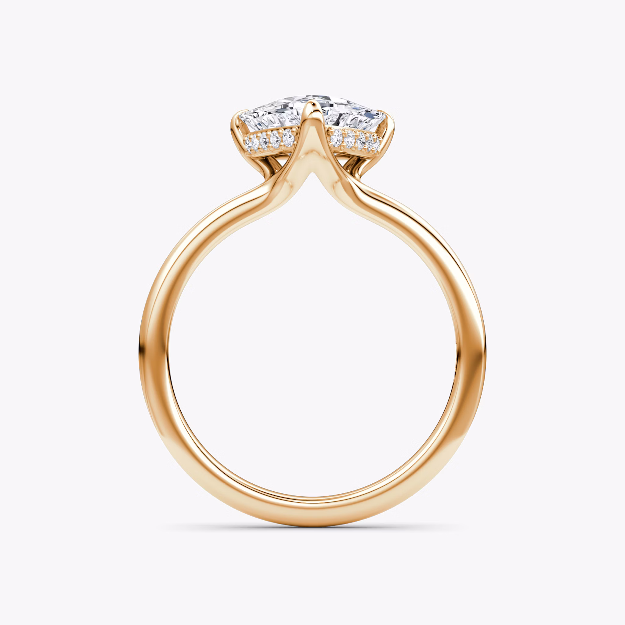 The Floating Solitaire | Trillion | 14k | Rose Gold | bandAccent: Plain | diamondOrientation: vertical | caratWeight: other