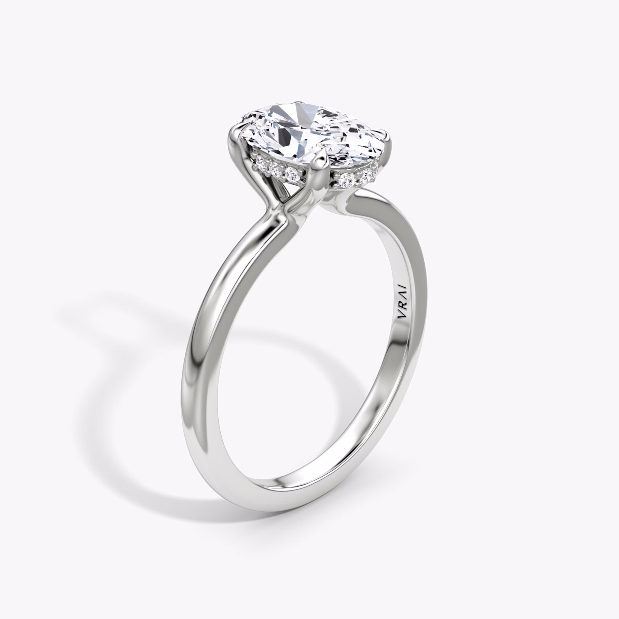 The Floating Solitaire | Oval | Platinum | bandAccent: Plain | diamondOrientation: vertical | caratWeight: other