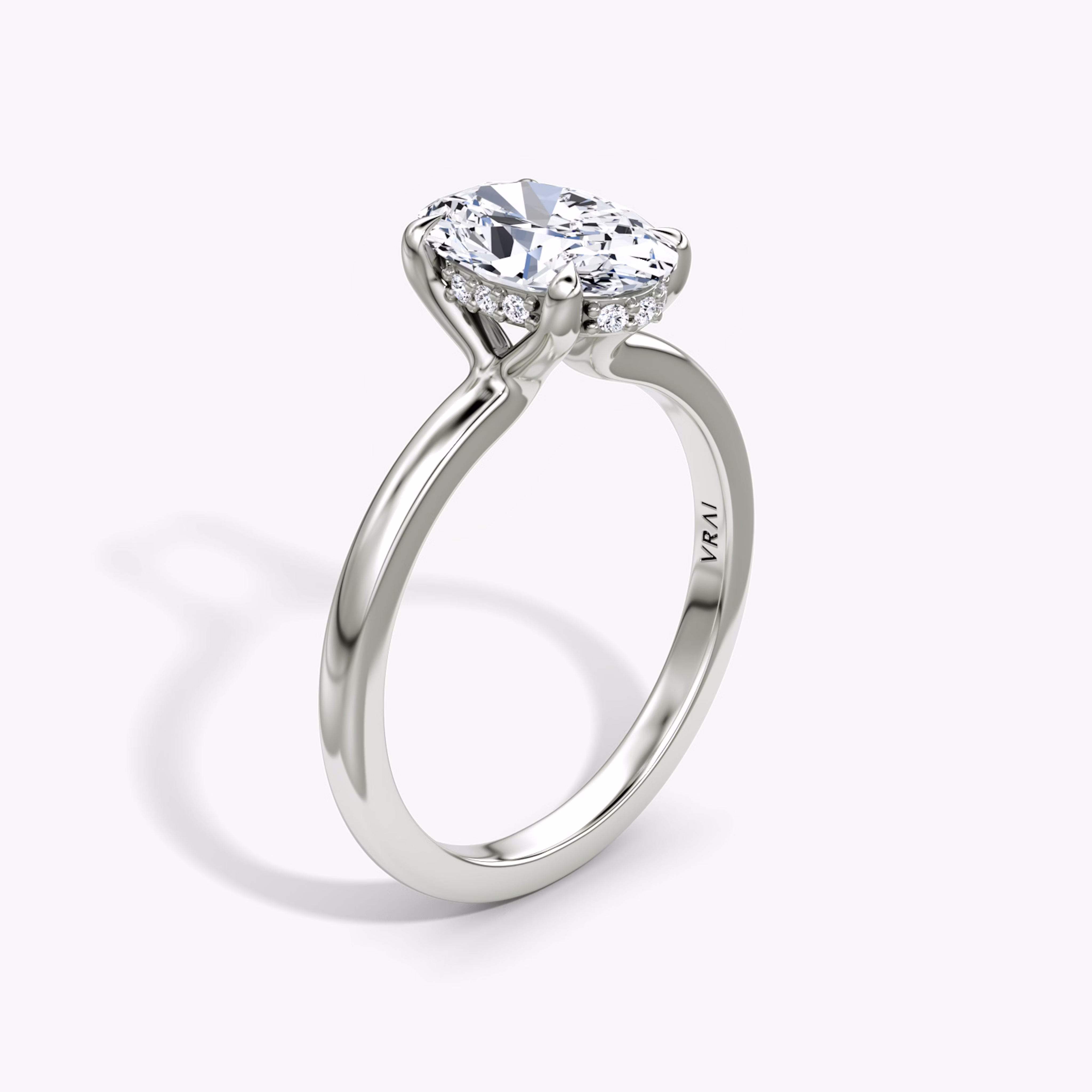 Floating Solitaire Oval Diamond Ring