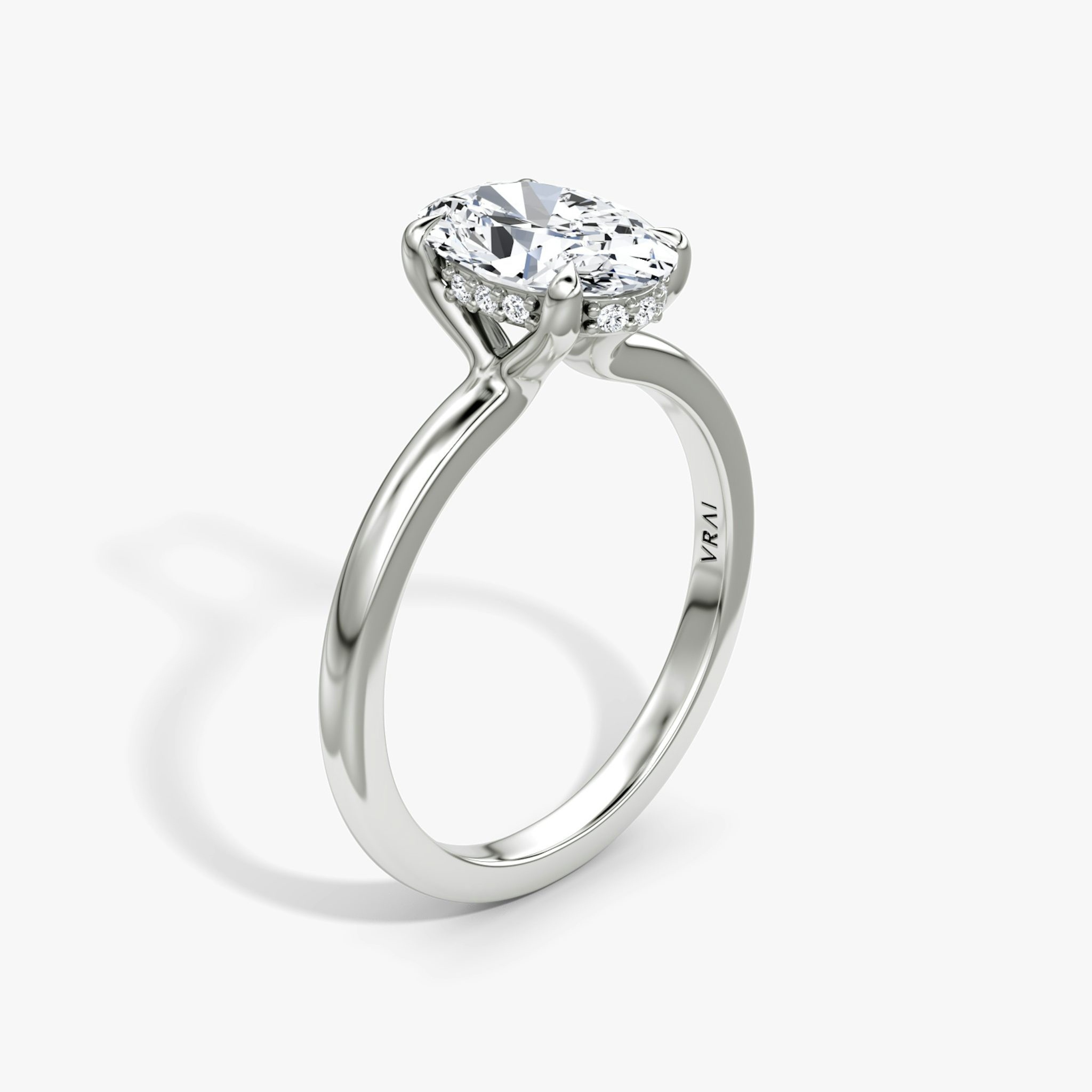 The Floating Solitaire | Oval | Platinum | bandAccent: Plain | diamondOrientation: vertical | caratWeight: other