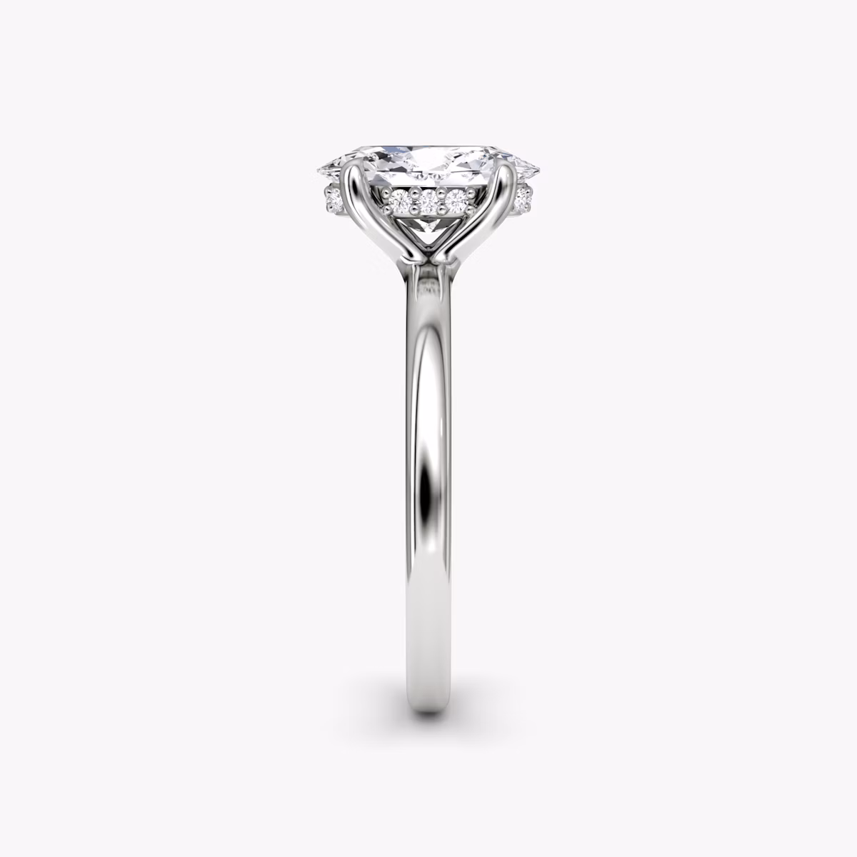 The Floating Solitaire | Oval | Platinum | bandAccent: Plain | diamondOrientation: vertical | caratWeight: other