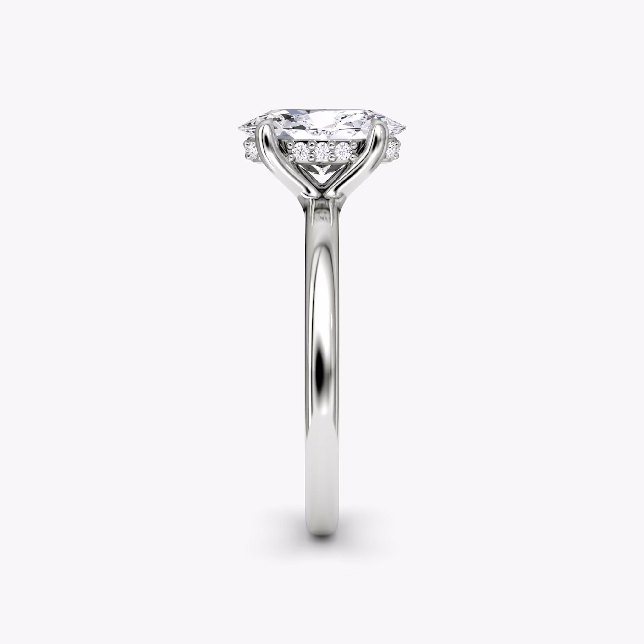 The Floating Solitaire | Oval | Platinum | bandAccent: Plain | diamondOrientation: vertical | caratWeight: other