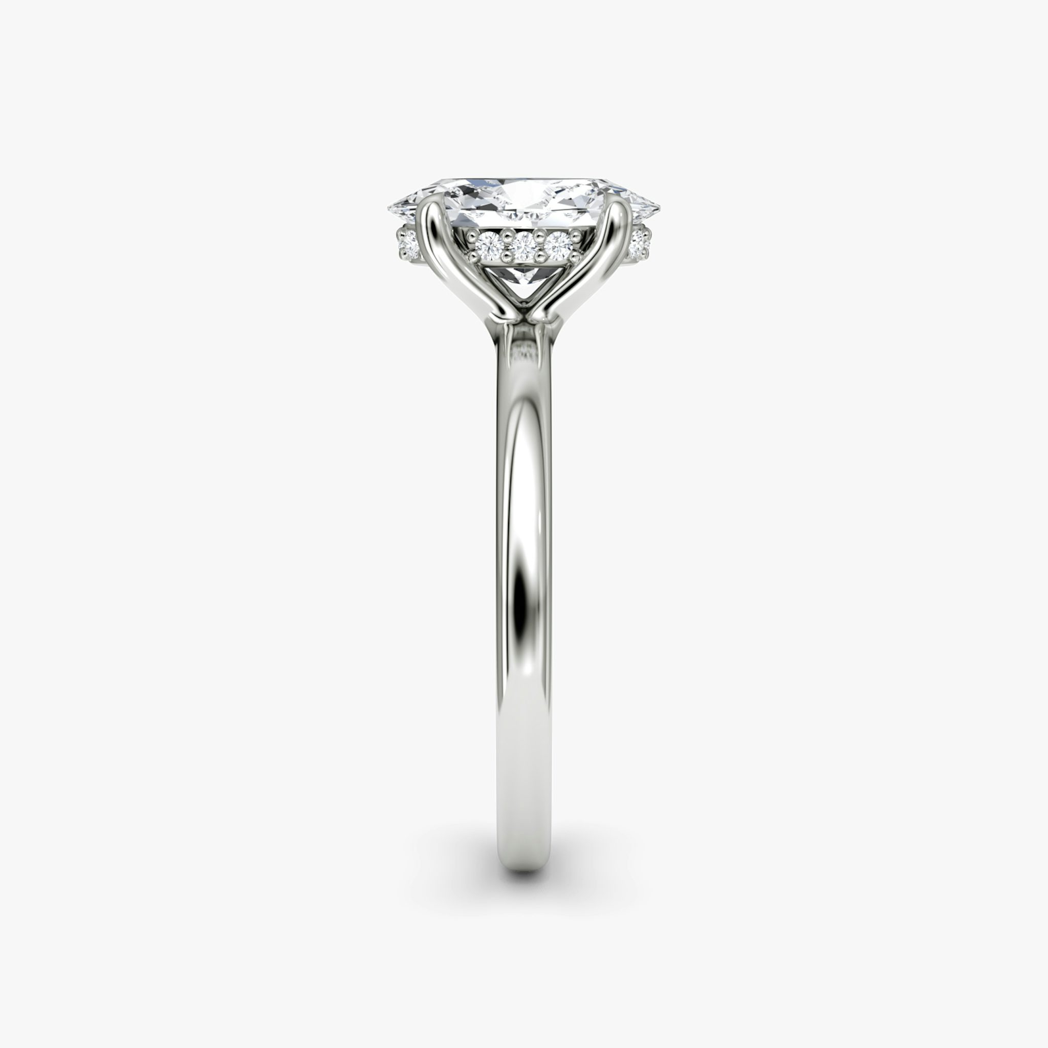 The Floating Solitaire | Oval | Platinum | bandAccent: Plain | diamondOrientation: vertical | caratWeight: other