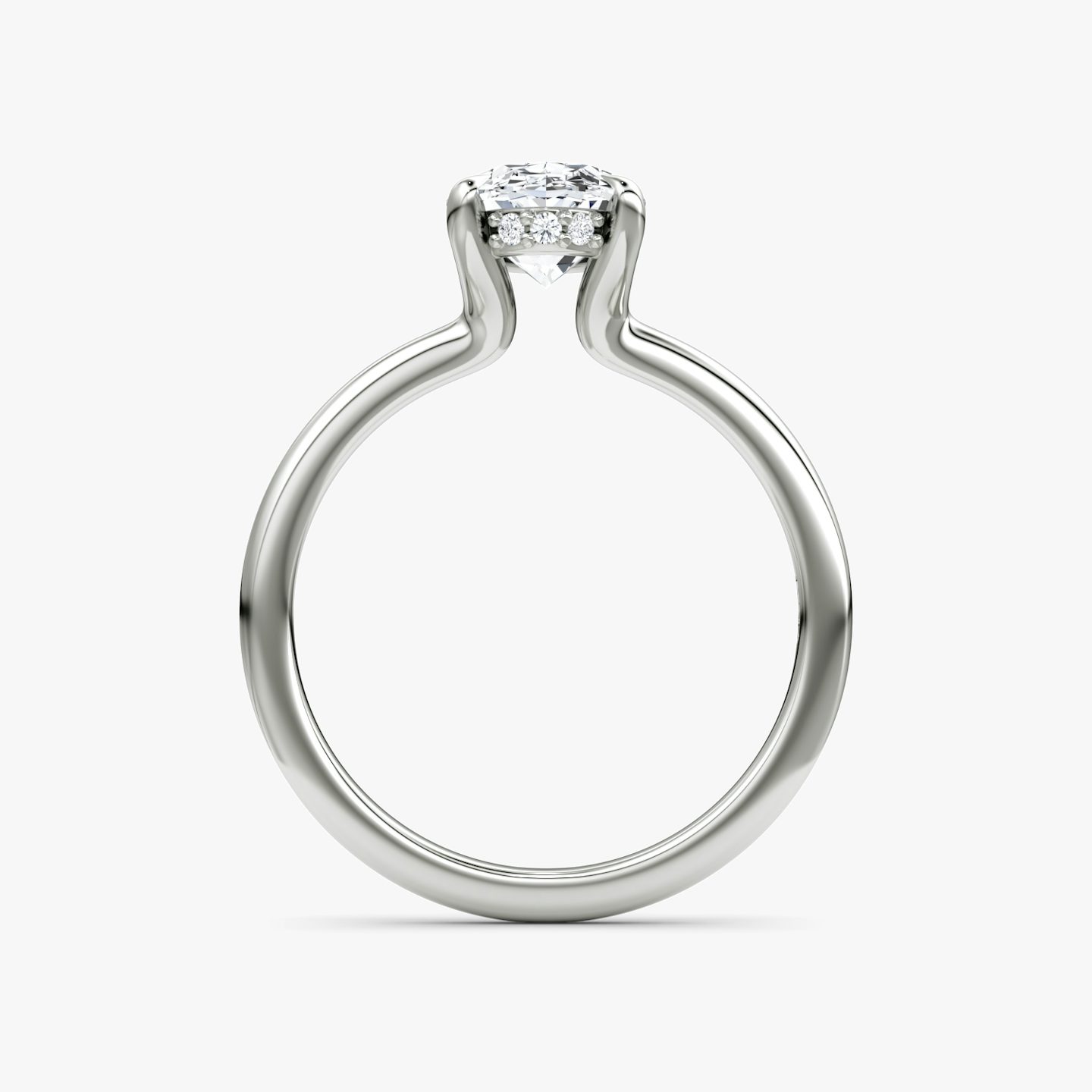 The Floating Solitaire | Oval | 18k | White Gold | bandAccent: Plain | diamondOrientation: vertical | caratWeight: other