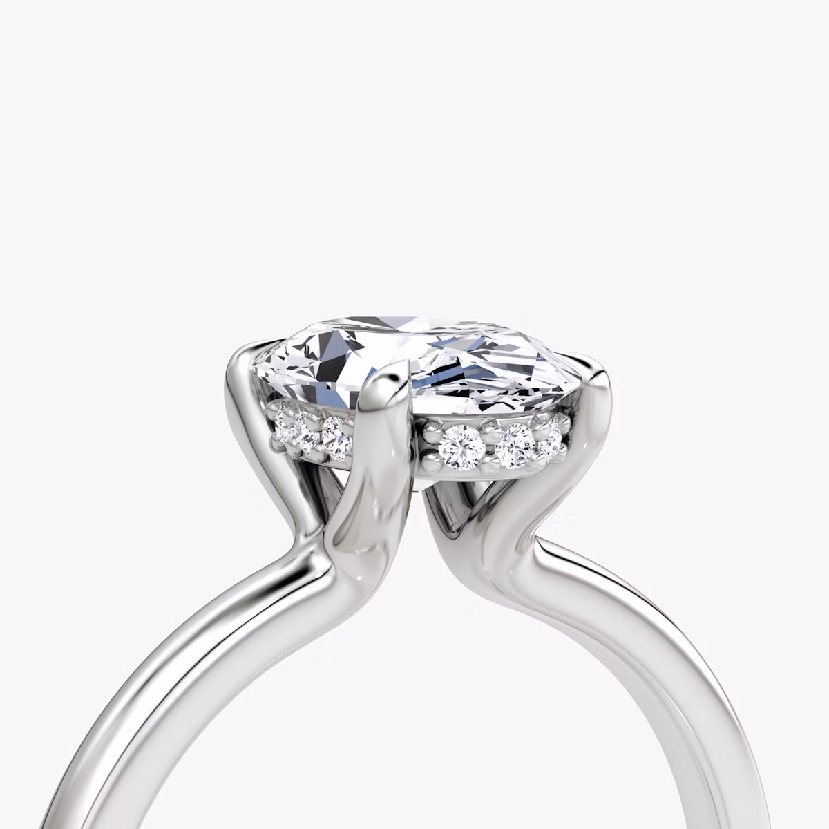 The Floating Solitaire | Oval | Platinum | bandAccent: Plain | diamondOrientation: vertical | caratWeight: other