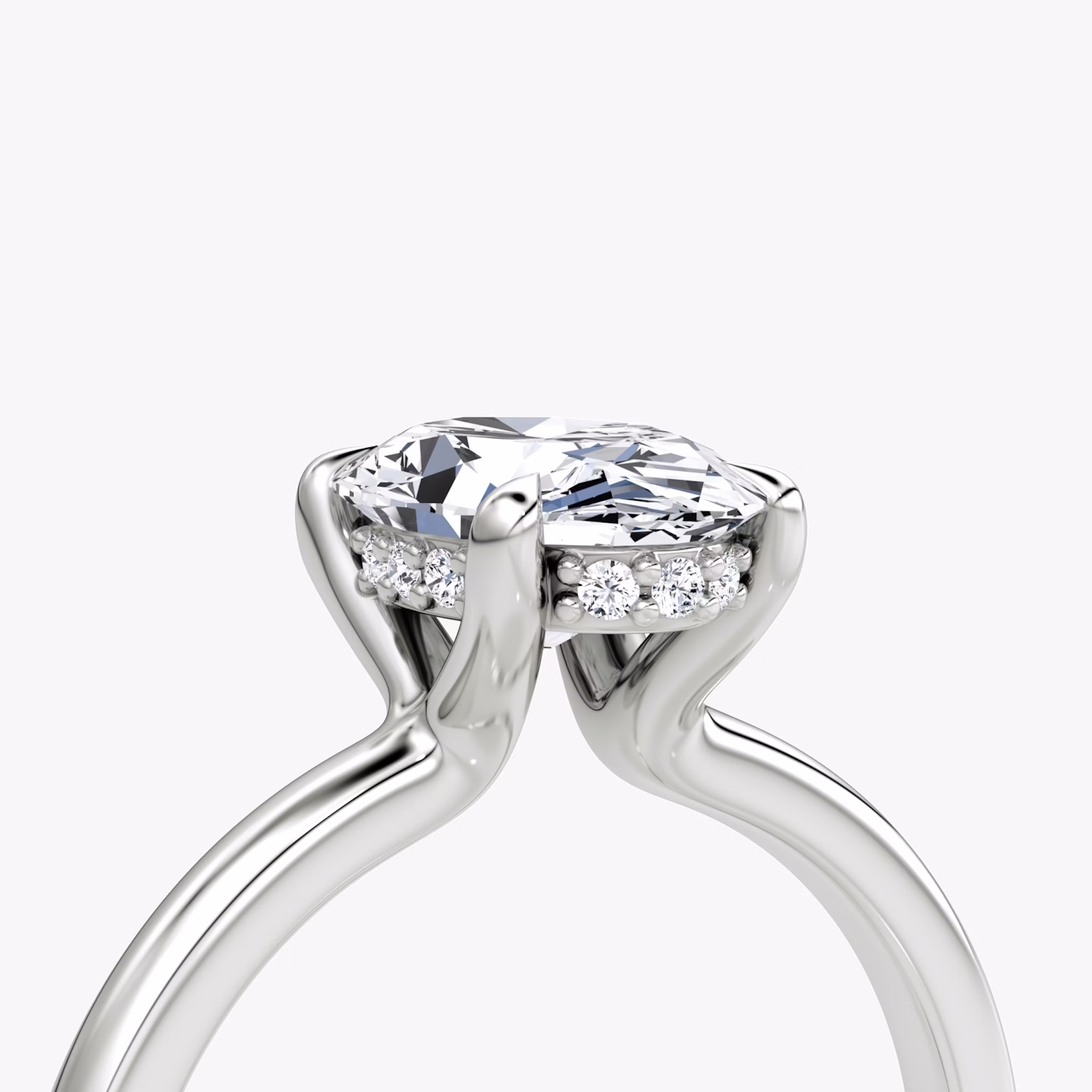 The Floating Solitaire | Oval | Platinum | bandAccent: Plain | diamondOrientation: vertical | caratWeight: other